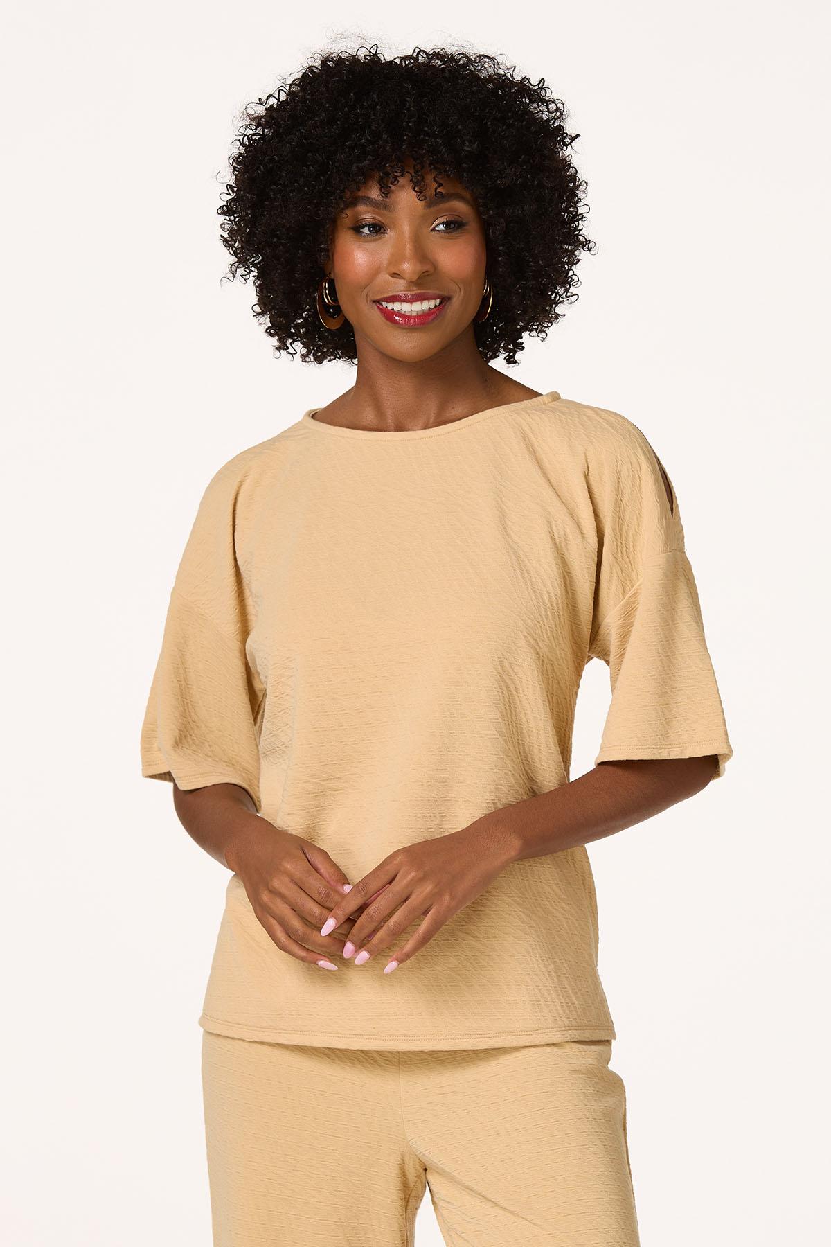  Cato Fashions | Cato Textured Cold Shoulder Top