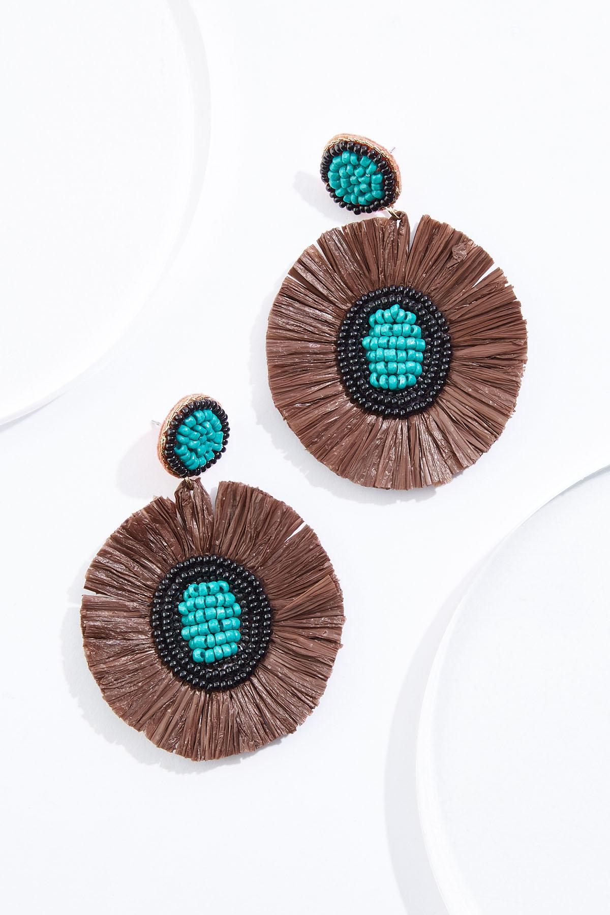 Cato Fashions | Cato Raffia Beam Beaded Earrings