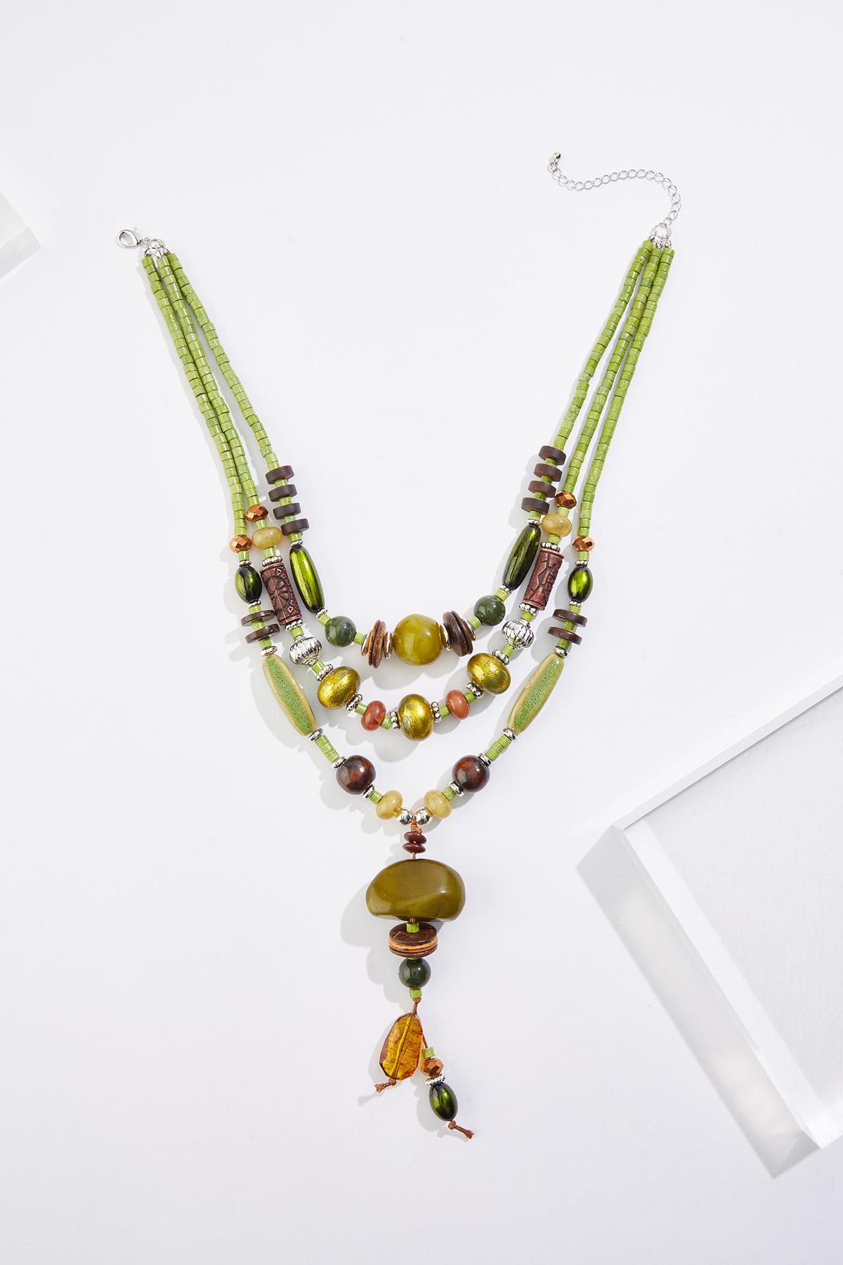 Cato Fashions | Cato Green Brown Resin Wood Necklace