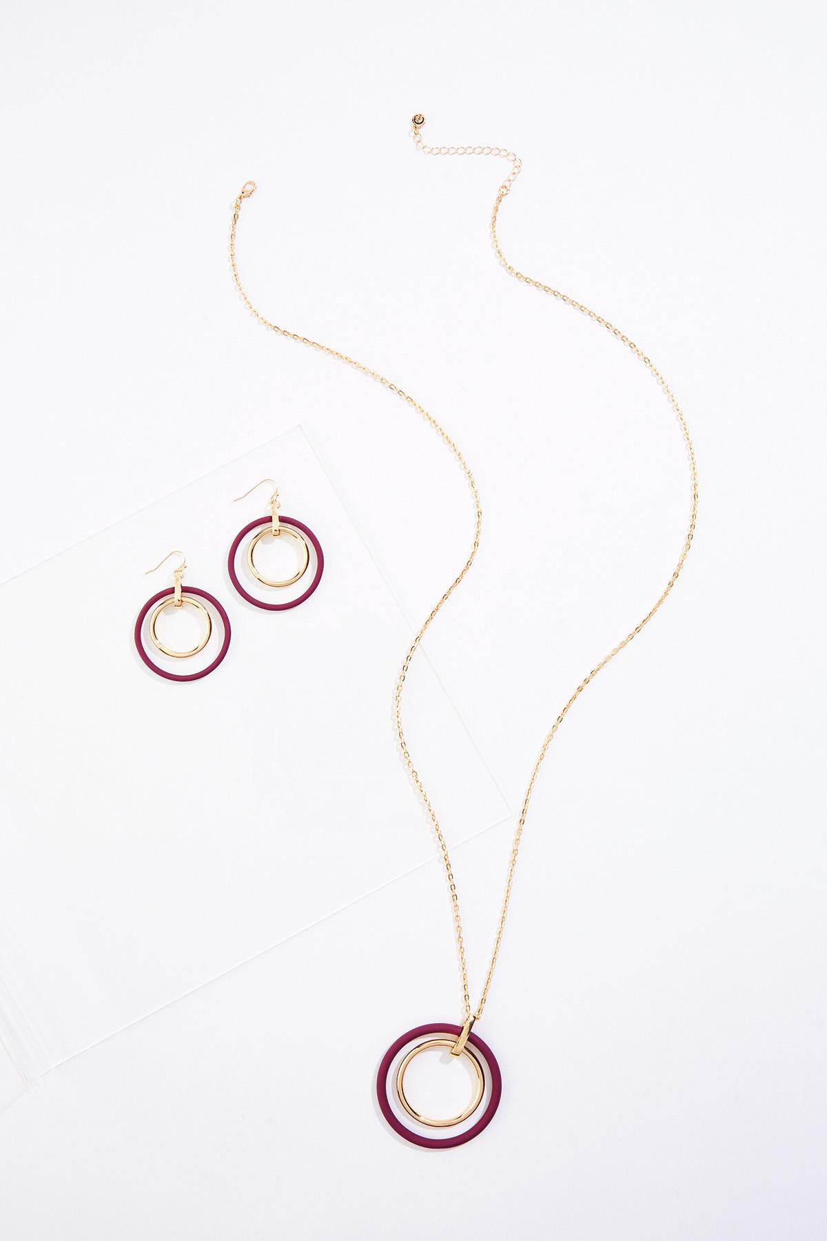 Cato Fashions | Cato Large Rubber Circle Long Necklace Set