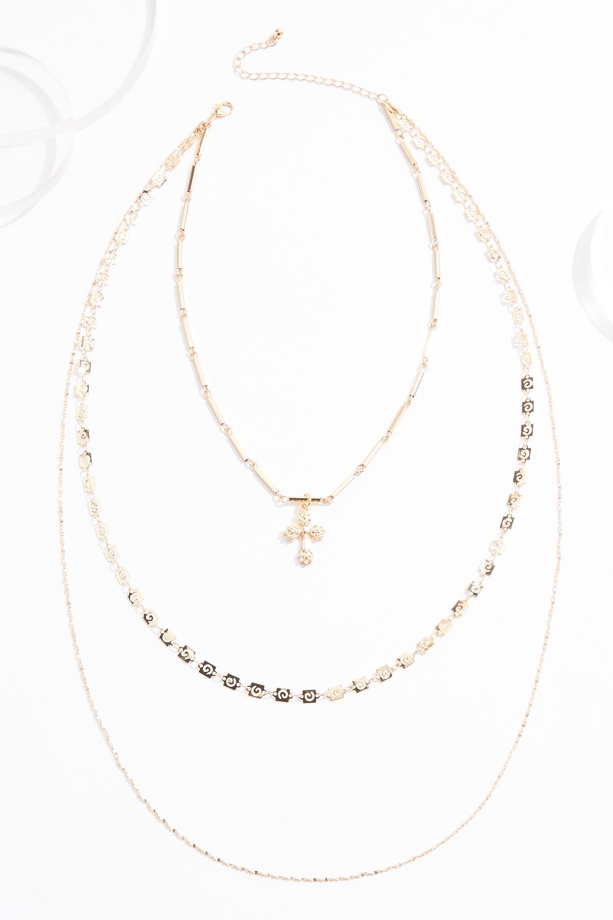 Cato Fashions | Cato Layered Chain Gold Cross Necklace