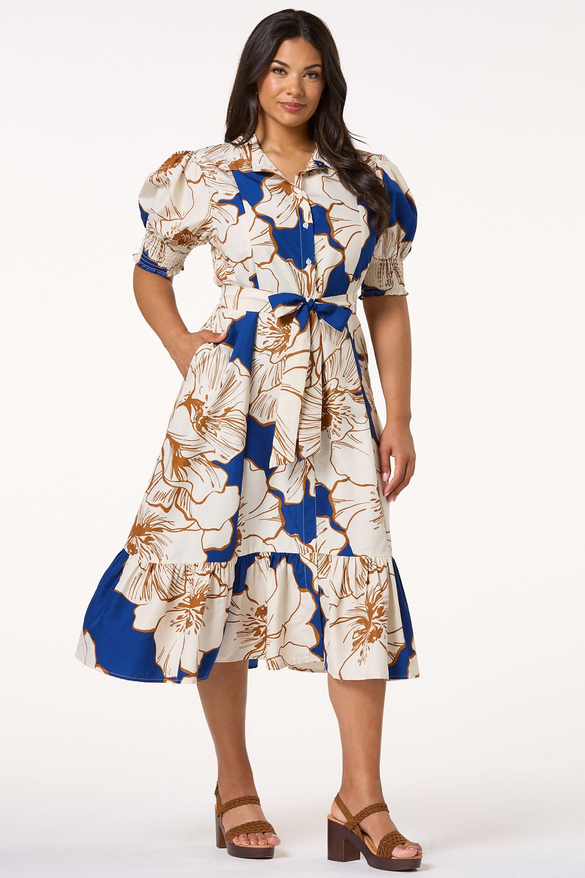  Cato Fashions | Cato Plus Size Bold Floral Puff Sleeve Dress