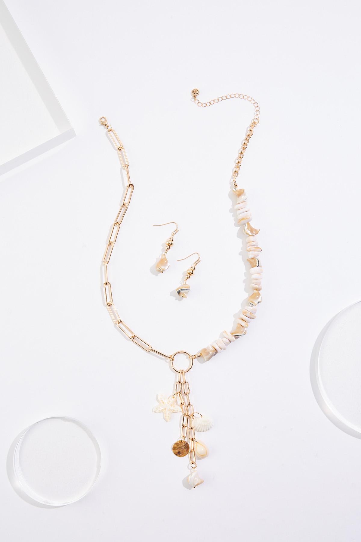 Cato Fashions | Cato Shell Multi Charm Chain Necklace Set