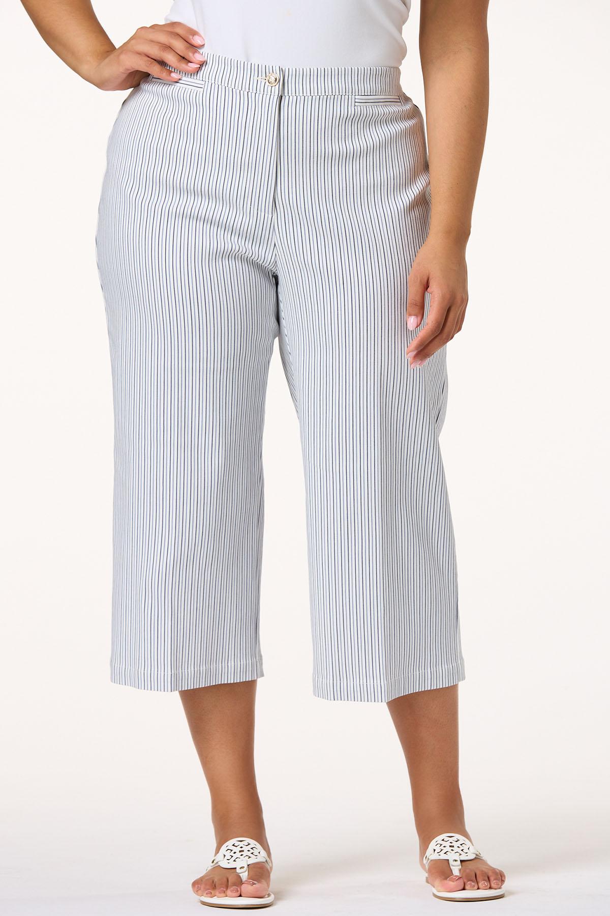  Cato Fashions | Cato Plus Size Cropped Stripe Bengaline Pants