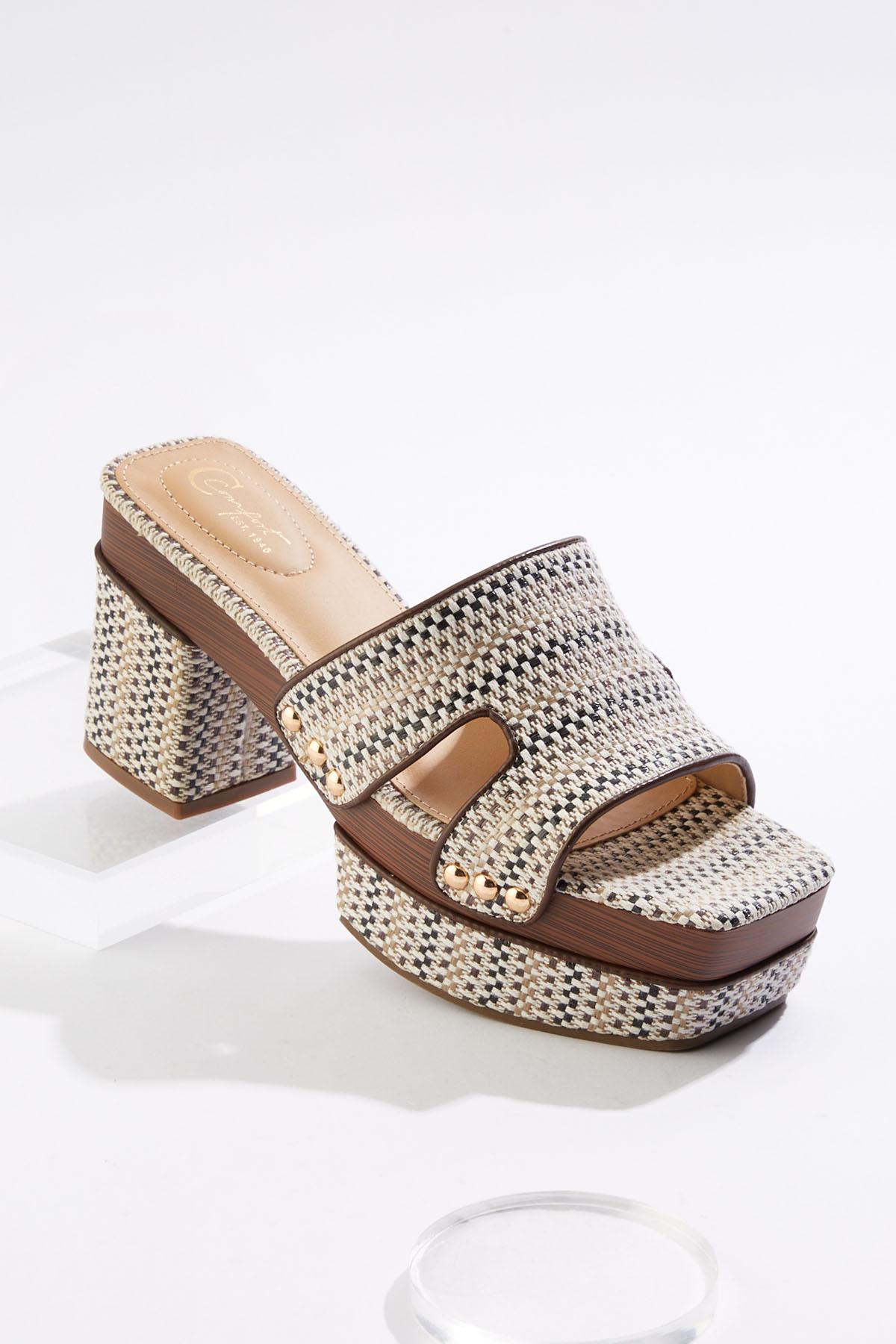 Cato Fashions | Cato Raffia Platform Slide Sandals