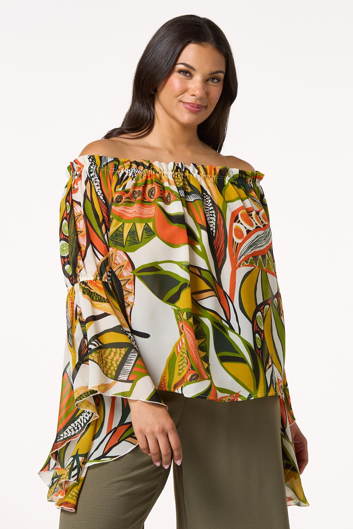  Cato Fashions | Cato Plus Size Tropical Off Shoulder Top