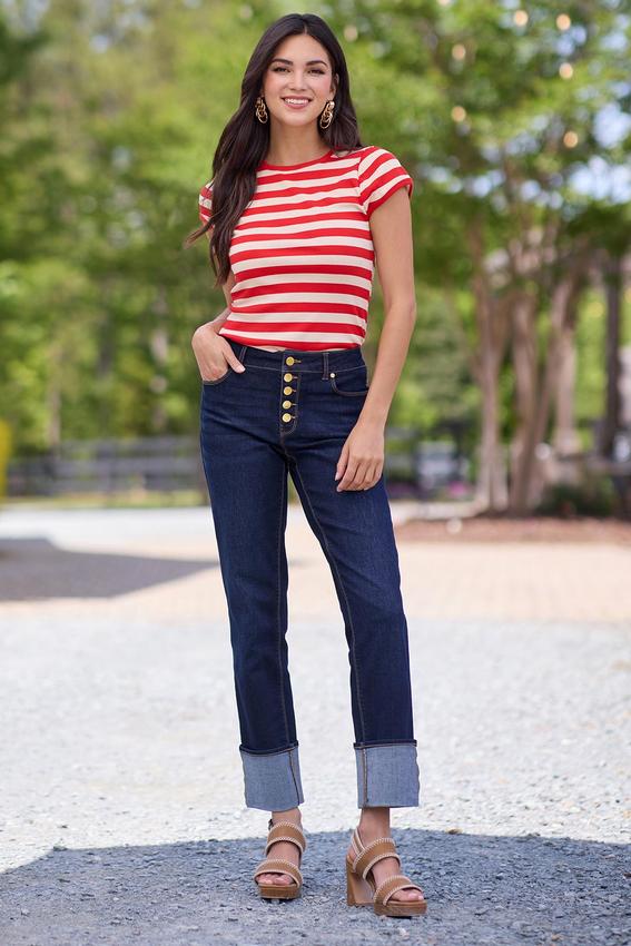 Cato Fashions | Cato Button Fly Cuffed Hem Jeans
