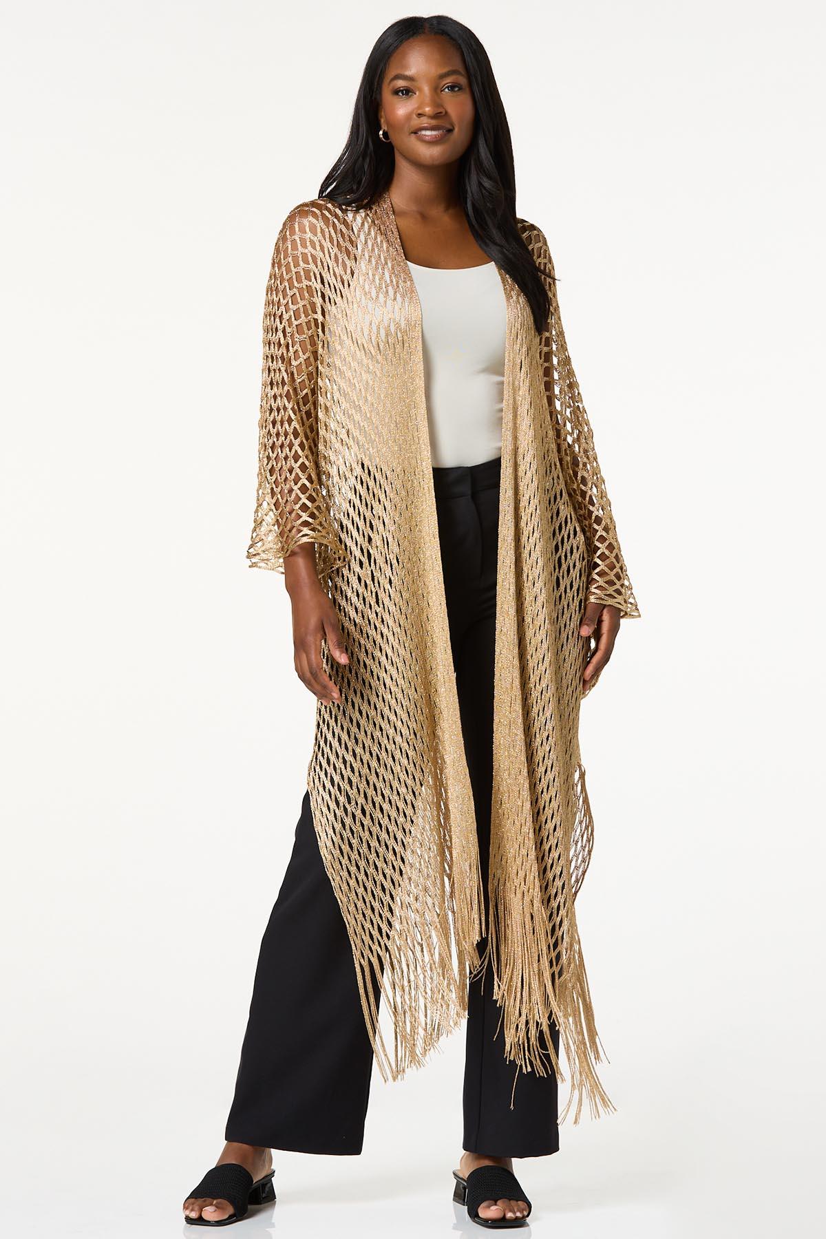  Cato Fashions | Cato Open Weave Metallic Cover- Up