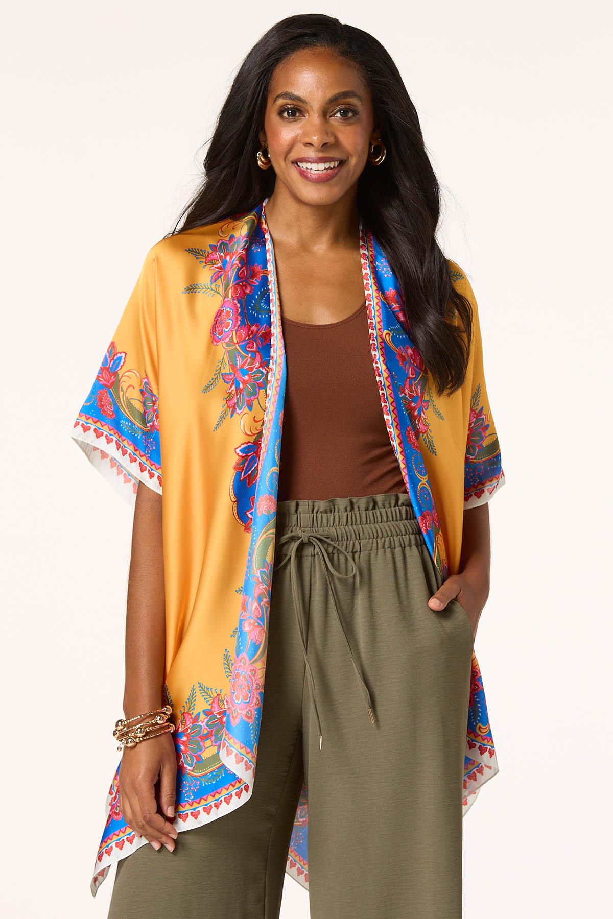 Cato Fashions | Cato Floral Placement Silky Kimono