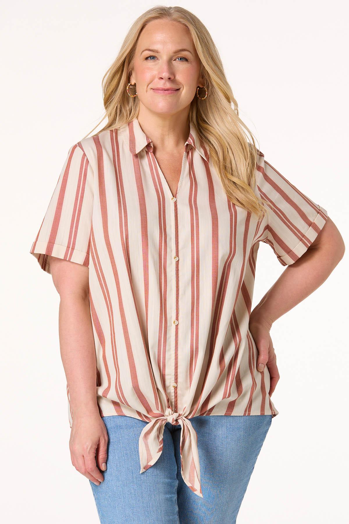 Cato Fashions | Cato Plus Size Striped Tie Hem Top