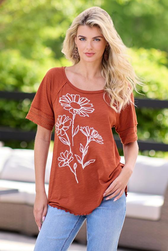 Cato Fashions | Cato Floral Embroidered Lace Sleeve Tunic