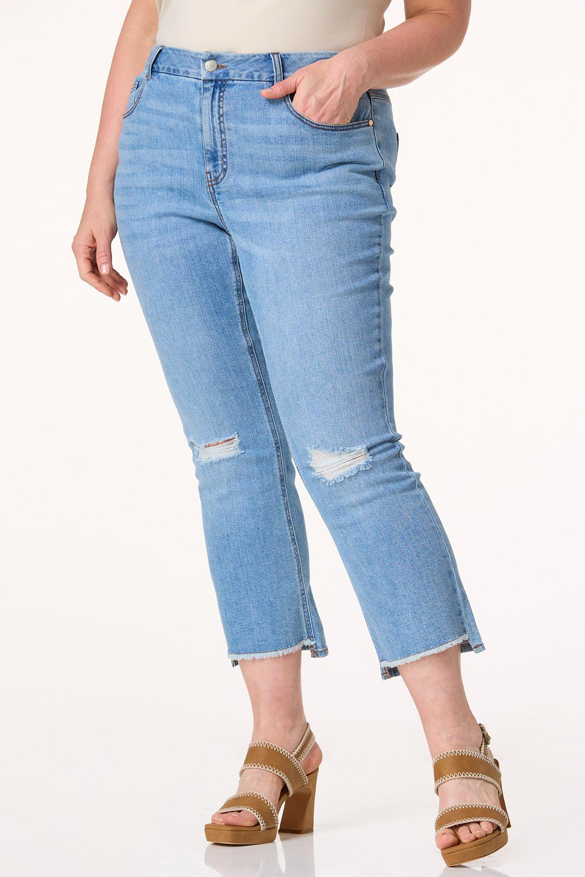  Cato Fashions | Cato Plus Size Distressed Cropped Kick Flare Jeans