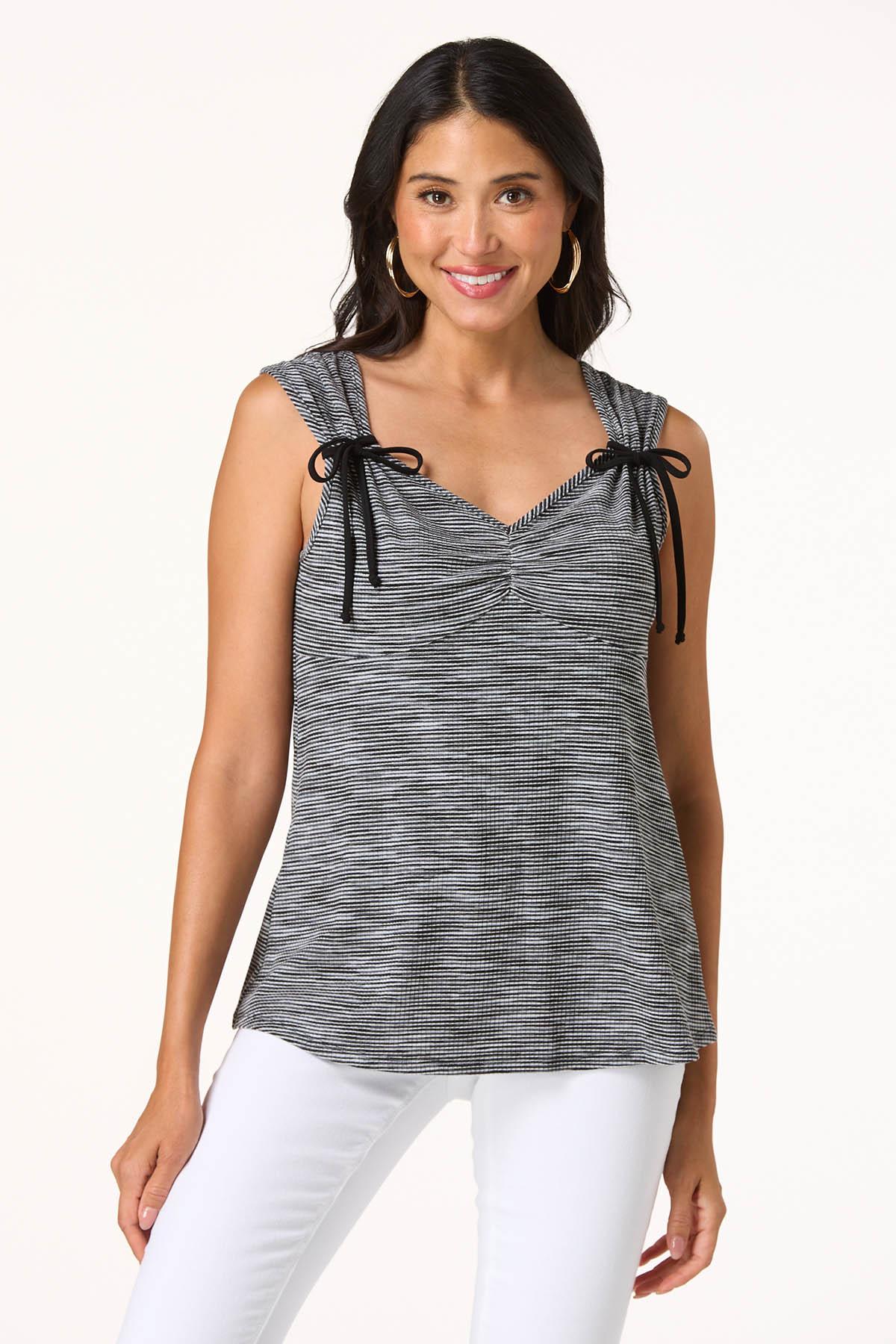  Cato Fashions | Cato Black White Bow Knit Tank