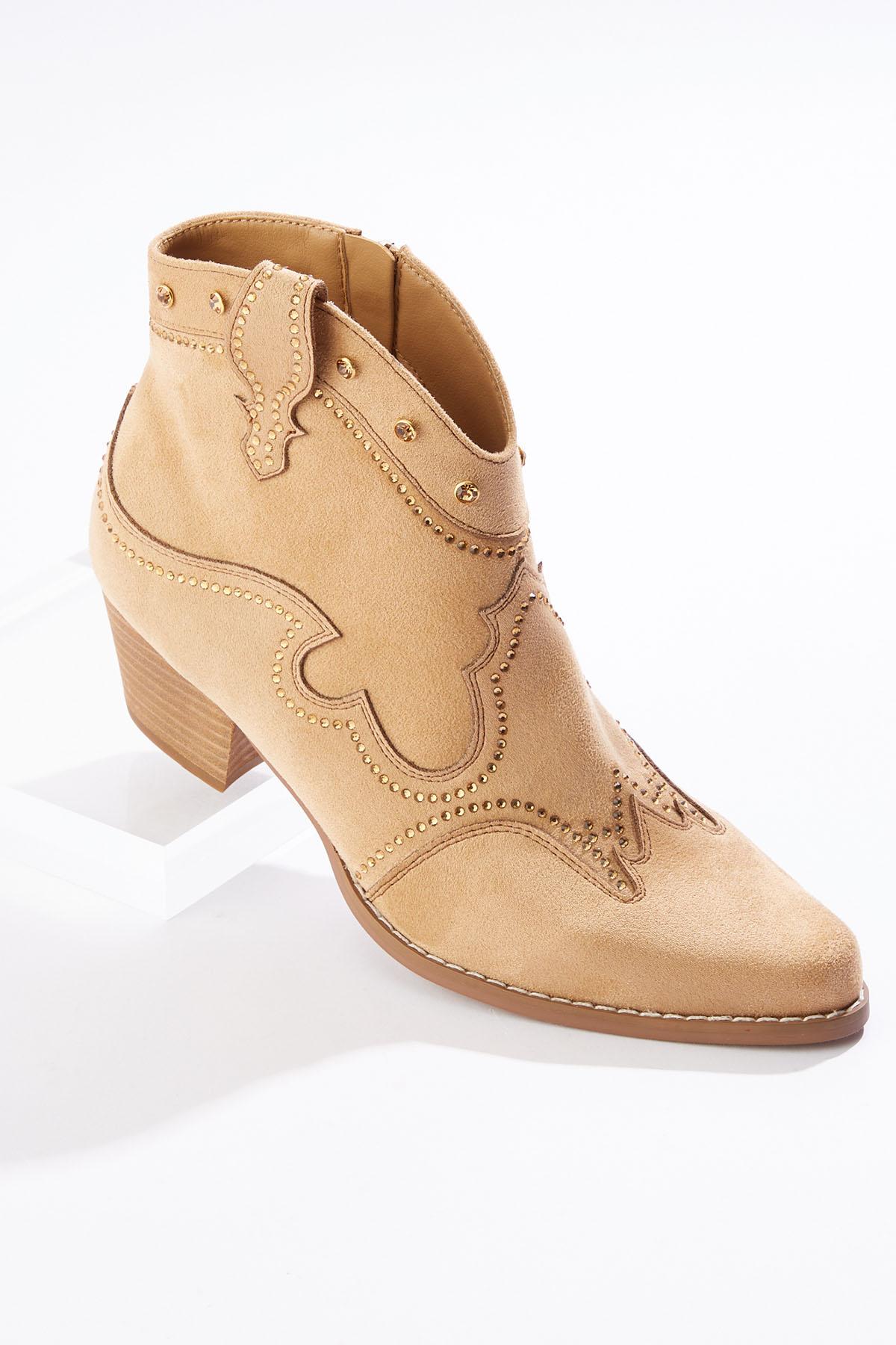 Cato Fashions Cato Wide Width Embellished Trim Western Booties