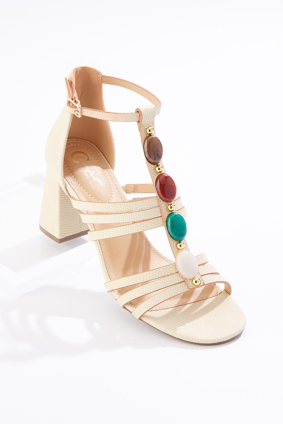 Cato Fashions | Cato Multi Stone T- Strap Heeled Sandals
