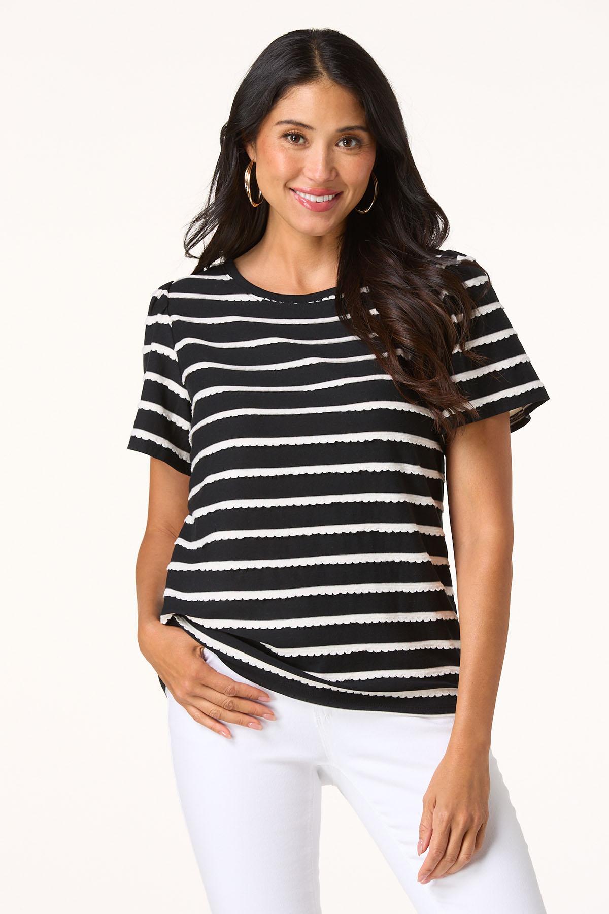  Cato Fashions | Cato Scalloped Stripe Top