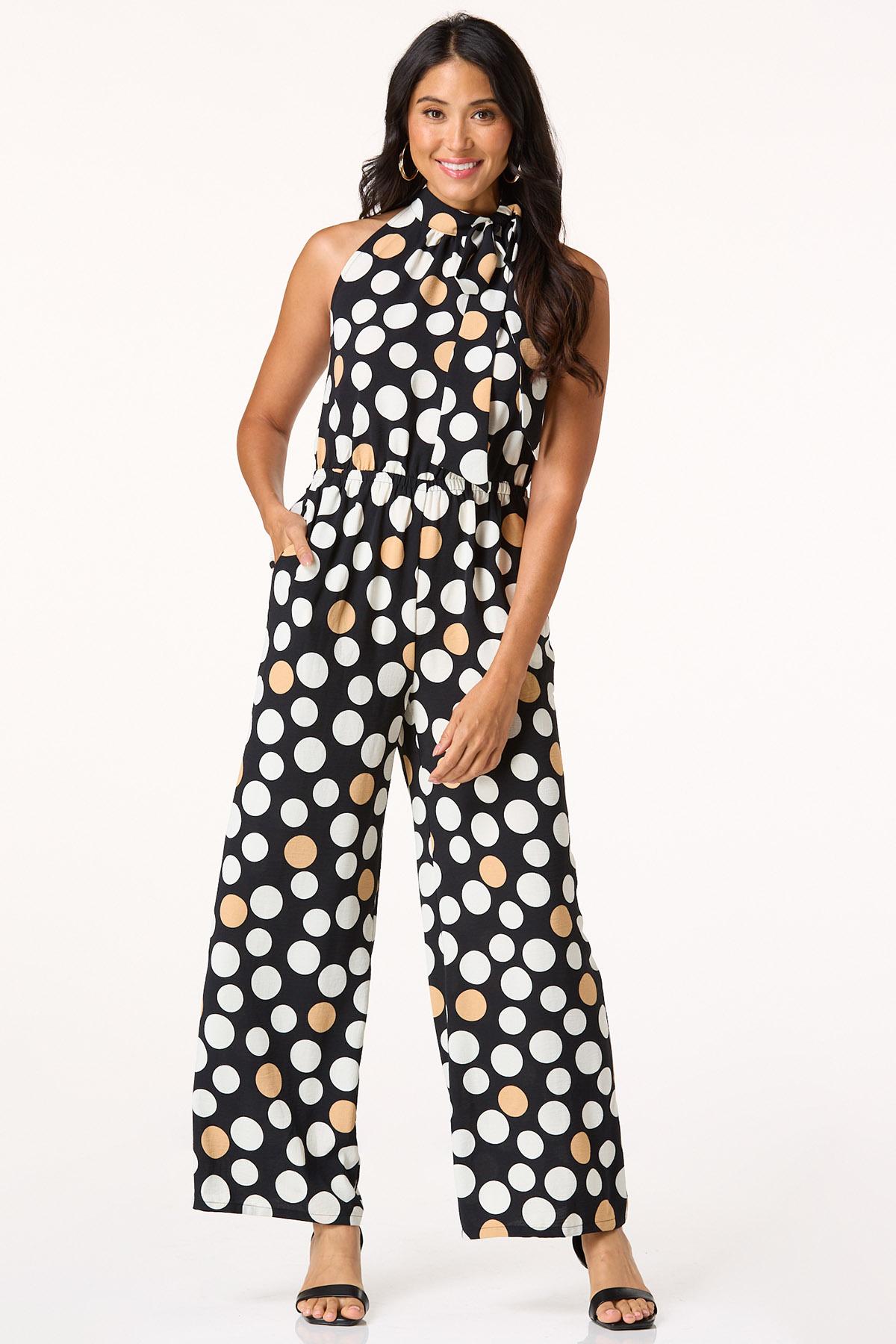  Cato Fashions | Cato Black White Dotted Cleo Jumpsuit