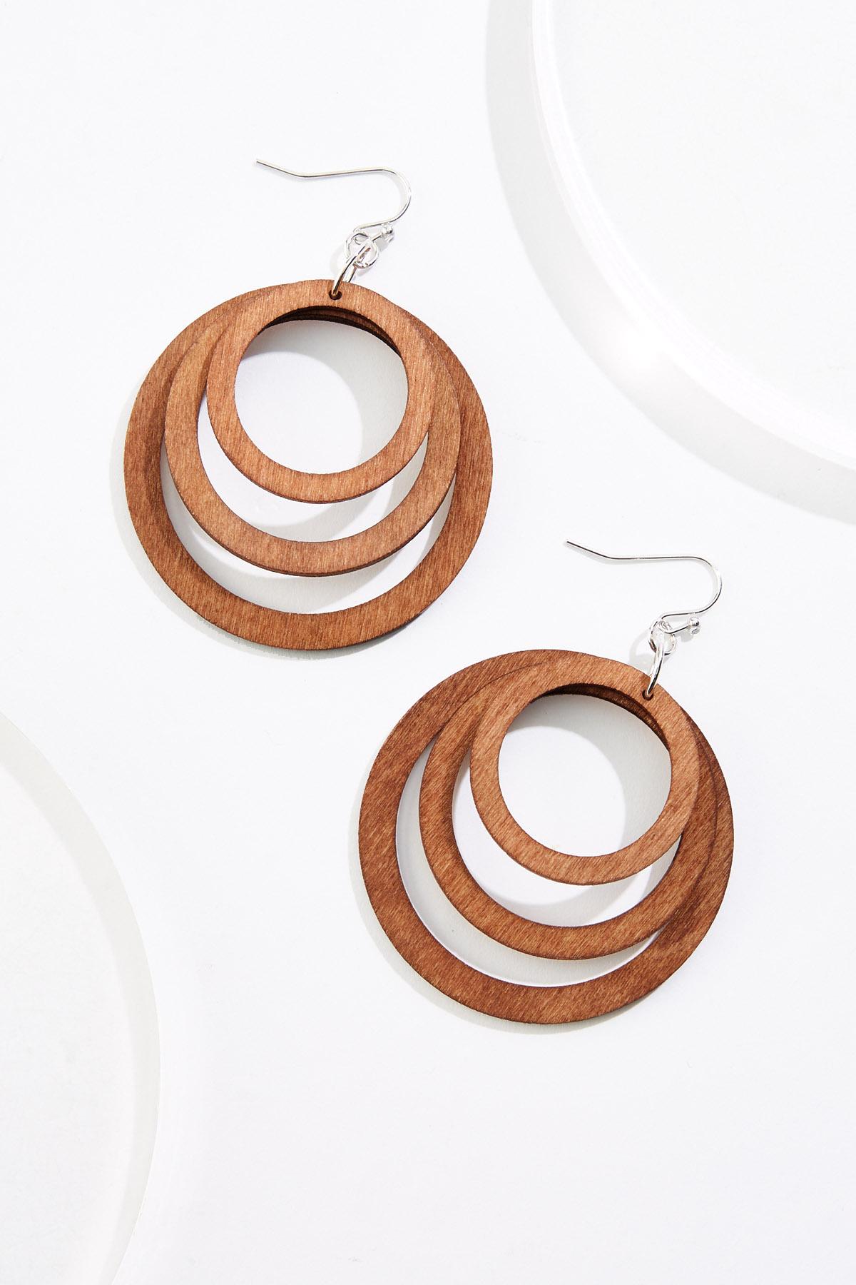 Cato Fashions | Cato Wood Layered Circle Earrings