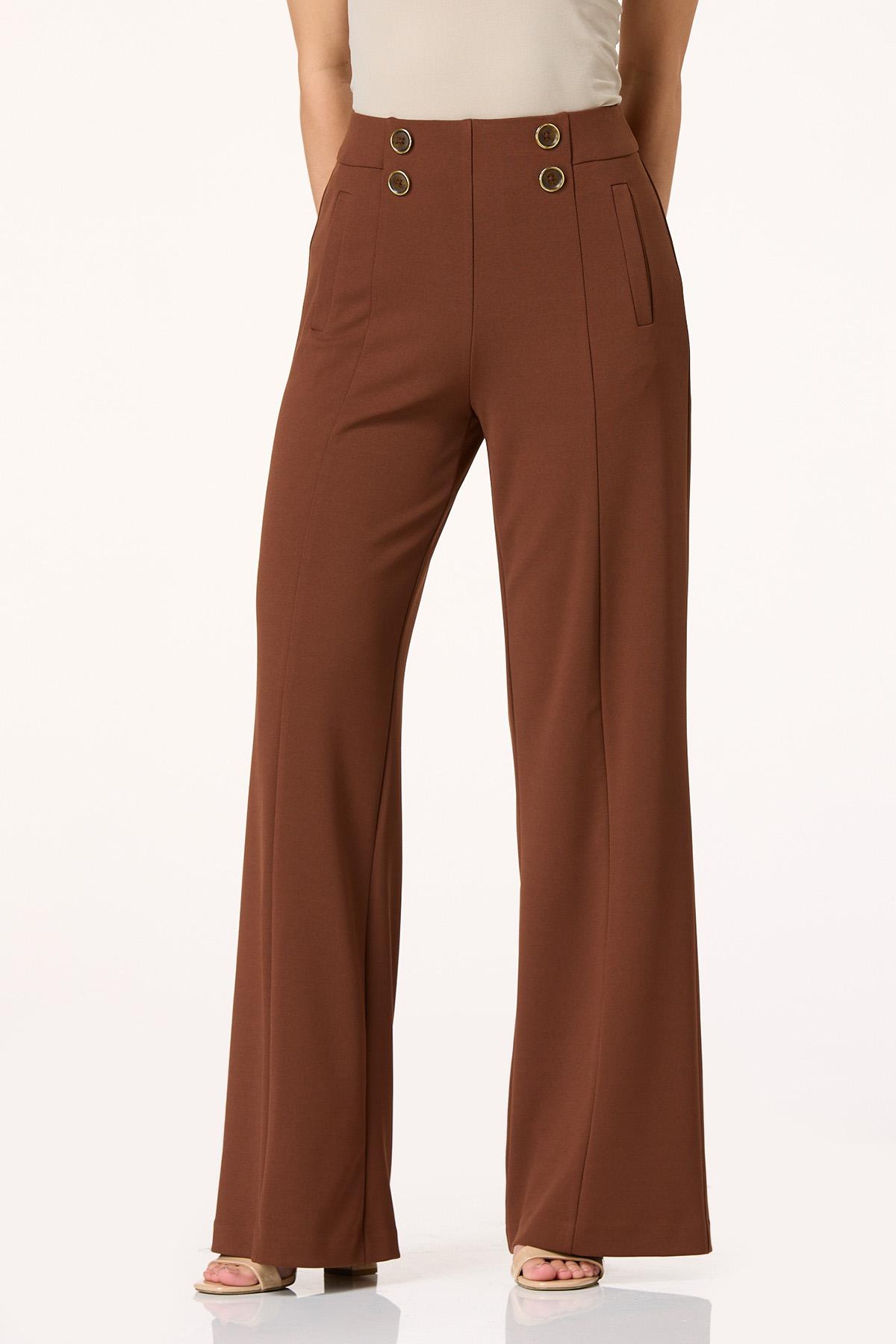  Cato Fashions | Cato Petite Crepe Scuba Button Front Wide Leg Pants
