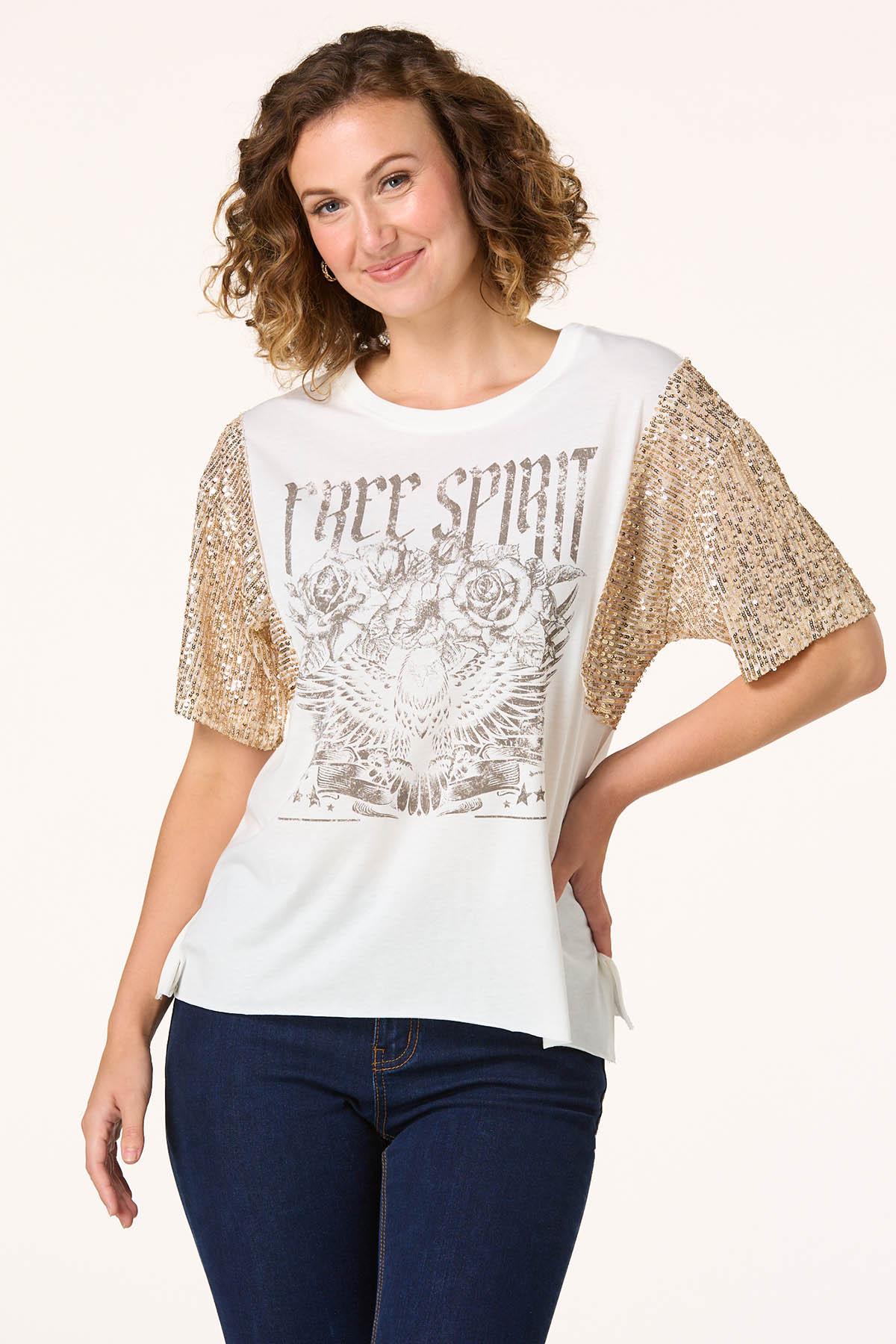  Cato Fashions | Cato Free Spirit Sequin Sleeve Top