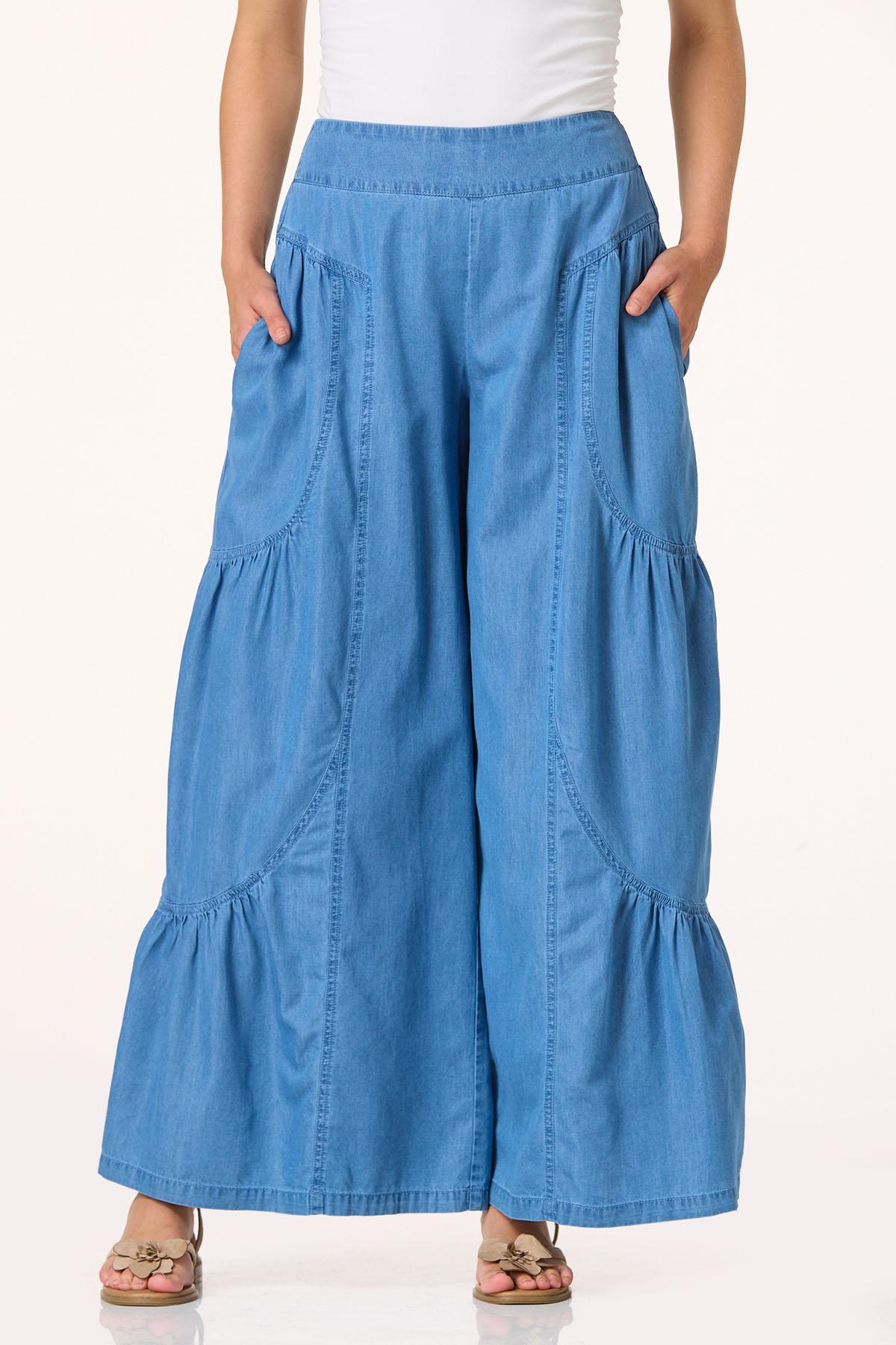 Cato Fashions | Cato Chambray Wavy Wide Leg Pants