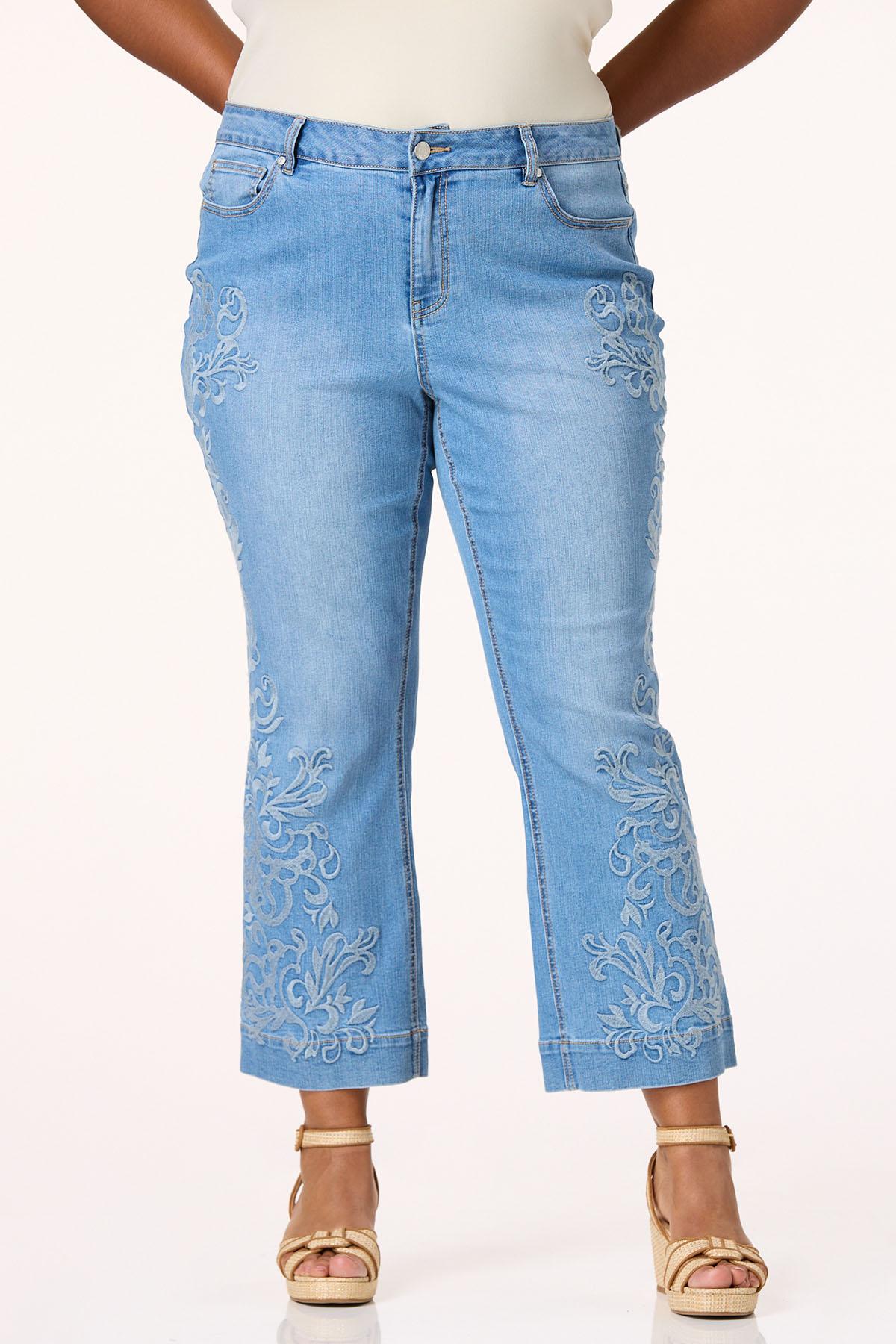 Cato Fashions Cato Plus Size Embroidered Kick Flare Jeans