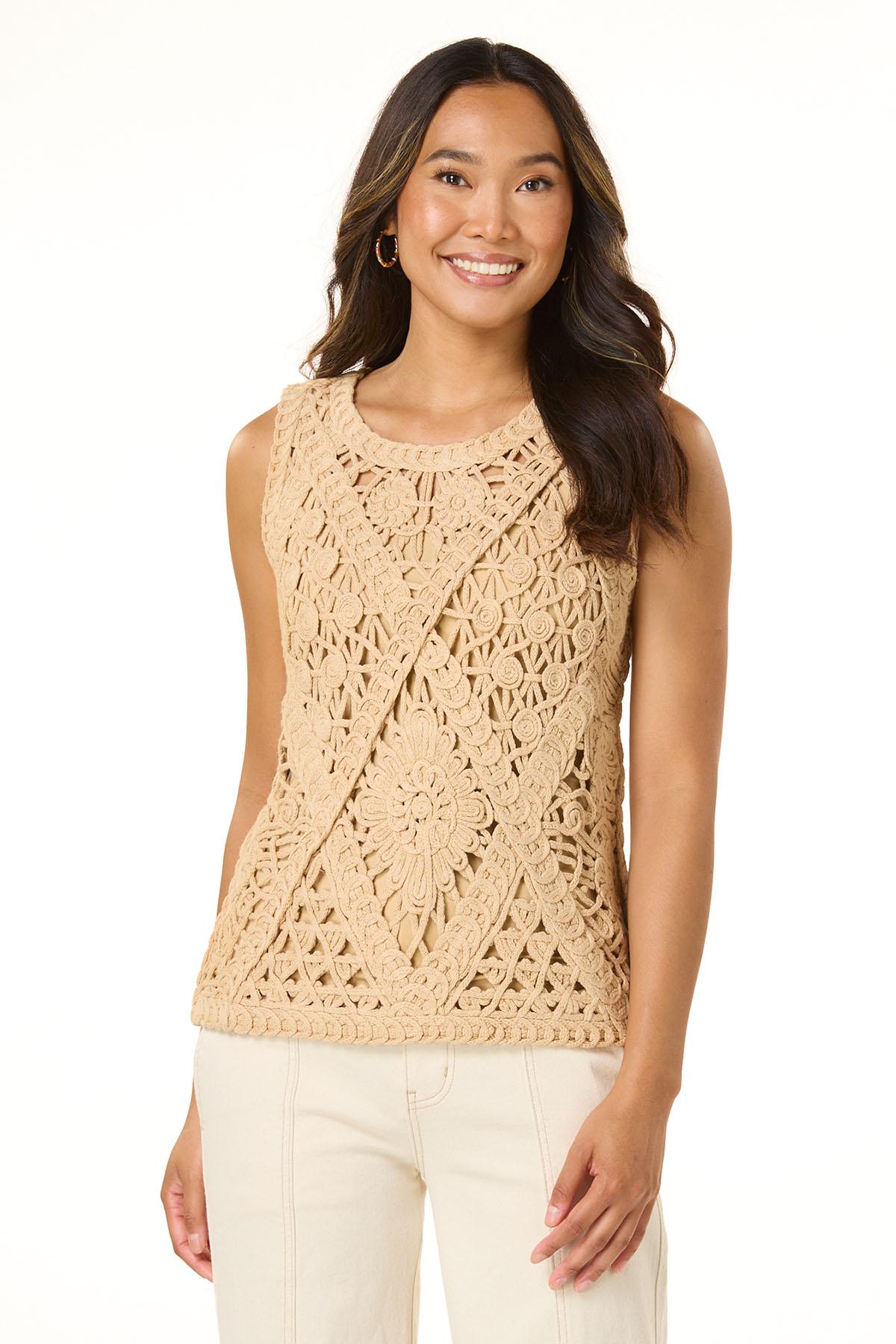  Cato Fashions | Cato Neutral Crochet Tank