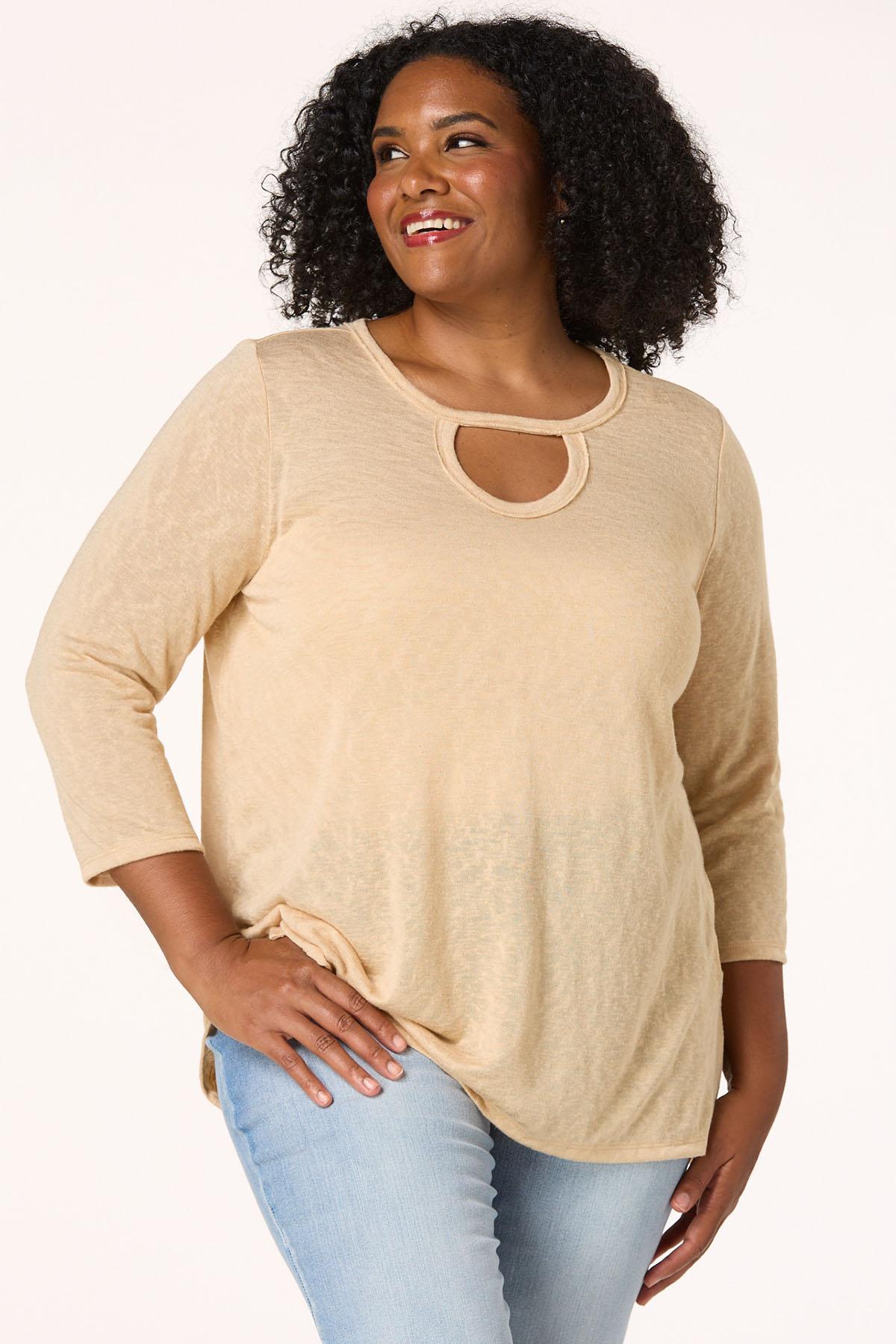 Cato Fashions | Cato Plus Size Solid Cutout Hacci Top