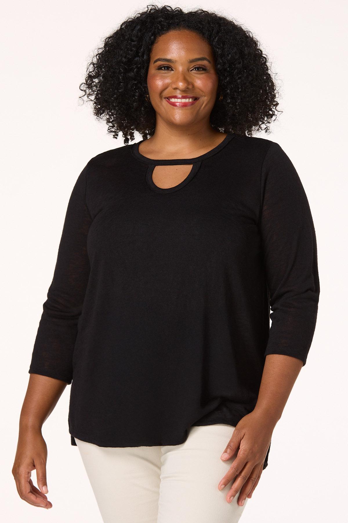 Cato Fashions | Cato Plus Size Solid Cutout Hacci Top