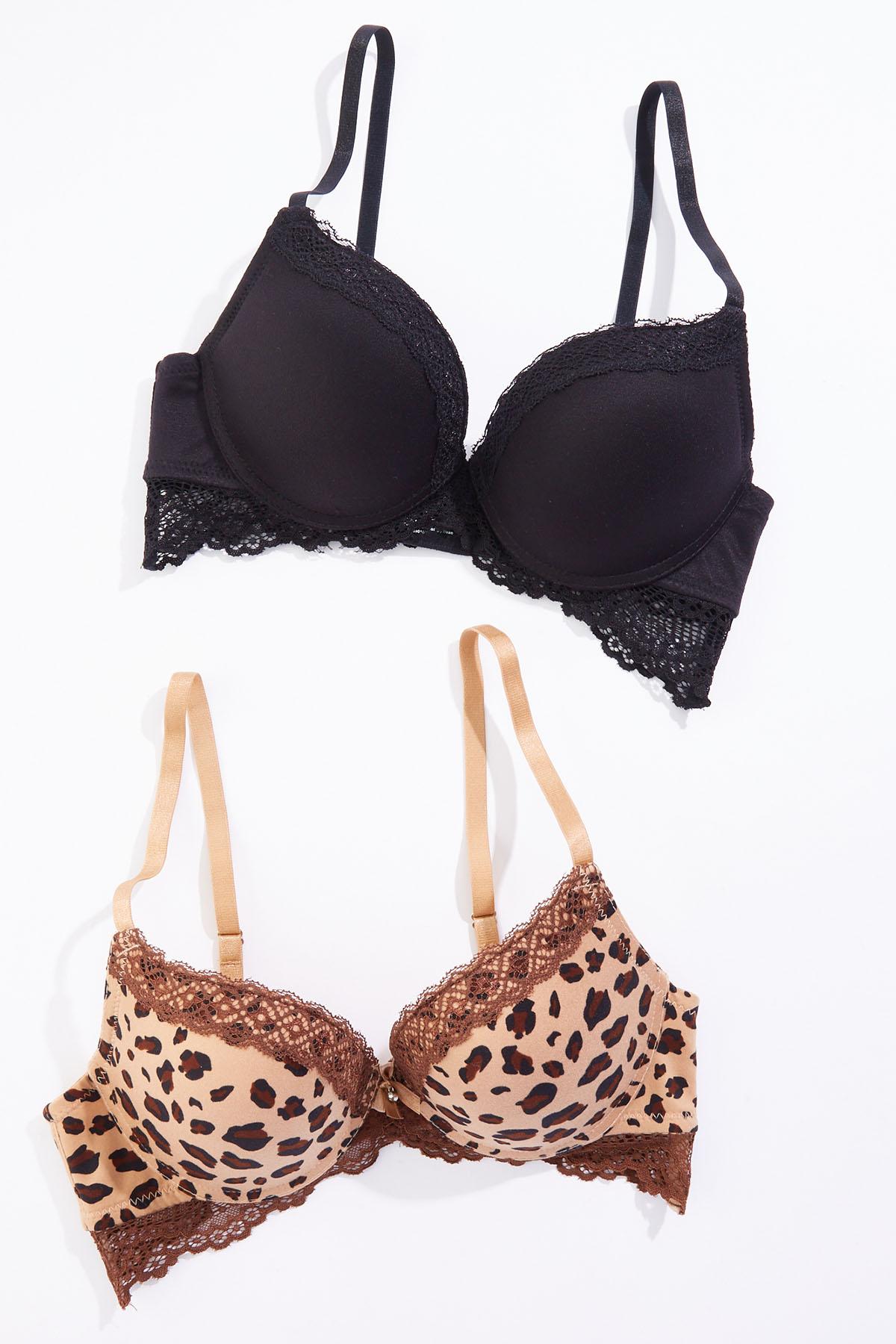 Cato Fashions | Cato Lace Trim Leopard Black Bra Set