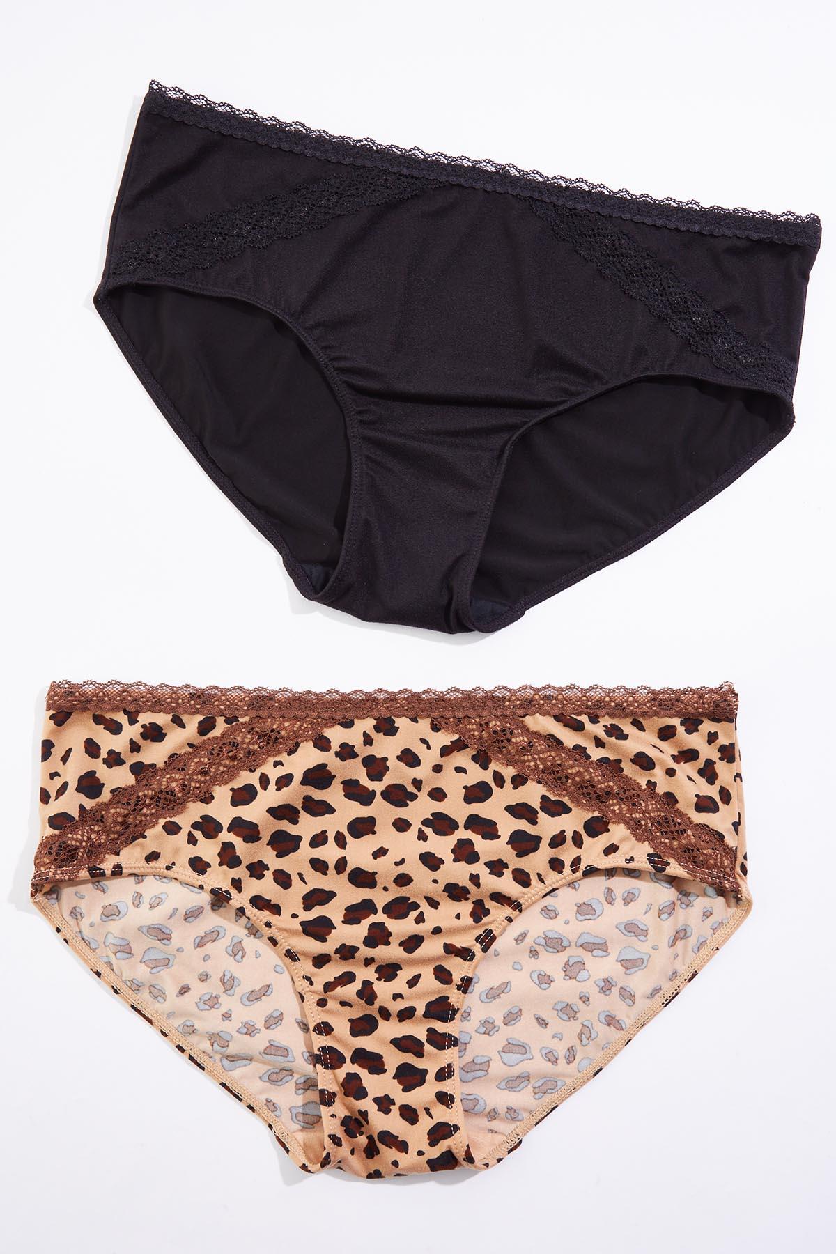 Cato Fashions | Cato Plus Size Lace Trim Leopard Black Panty Set