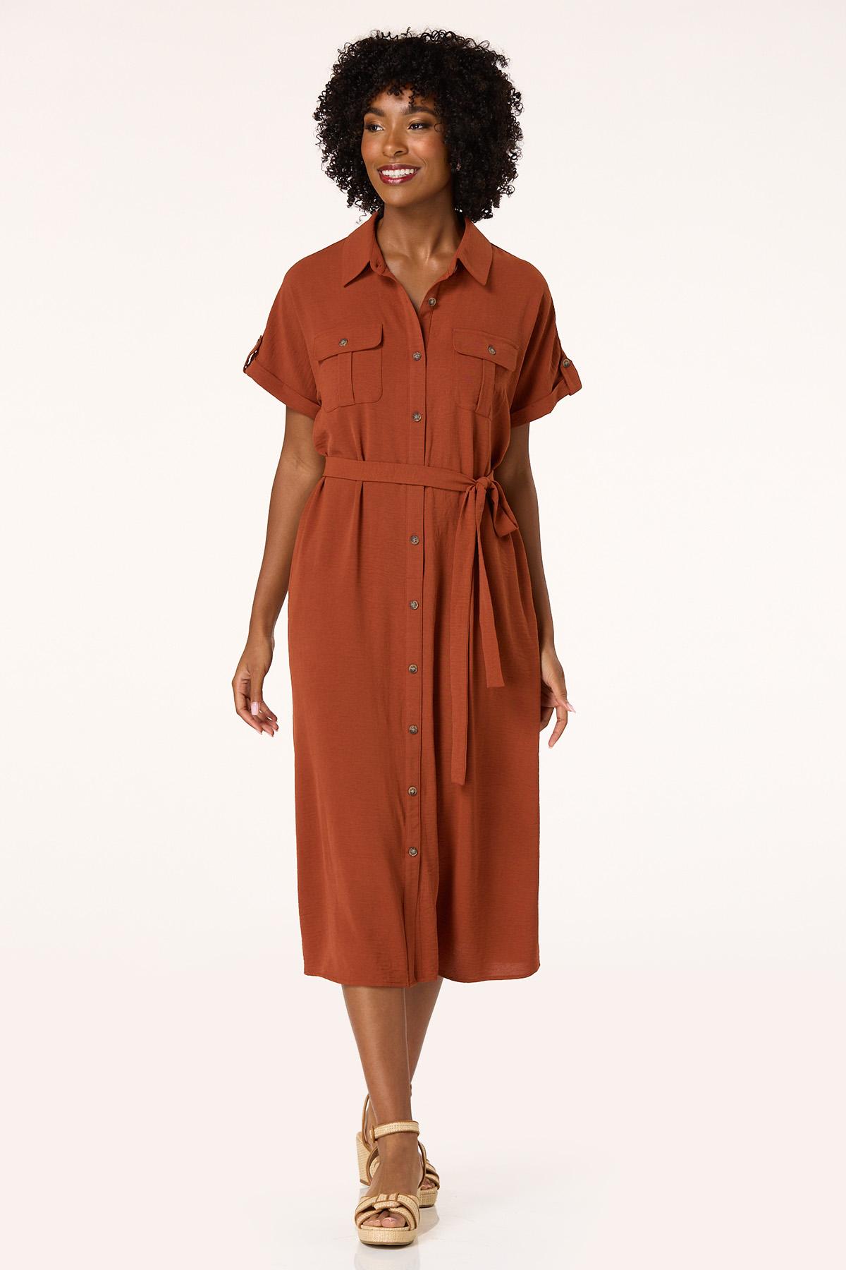  Cato Fashions | Cato Solid Midi Shirt Dress