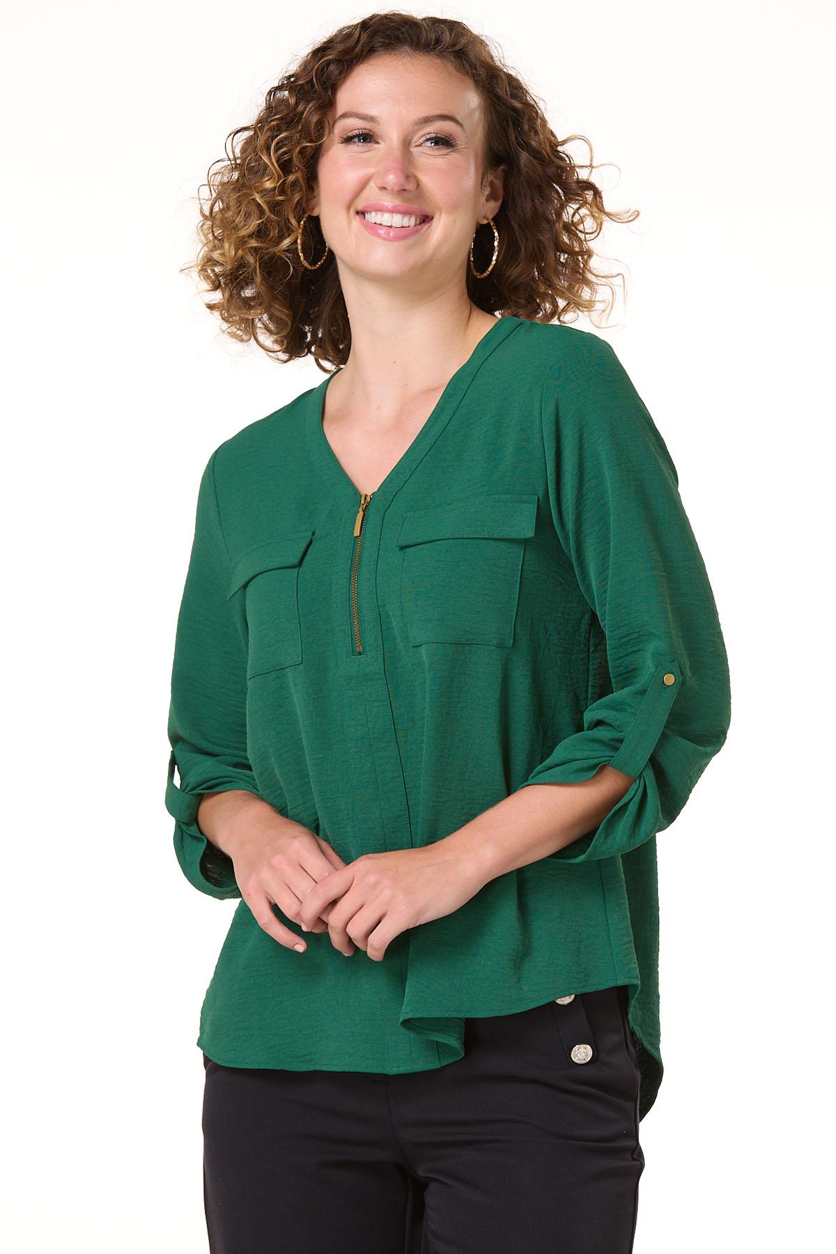 Cato Fashions | Cato Solid Zip Equipment Top