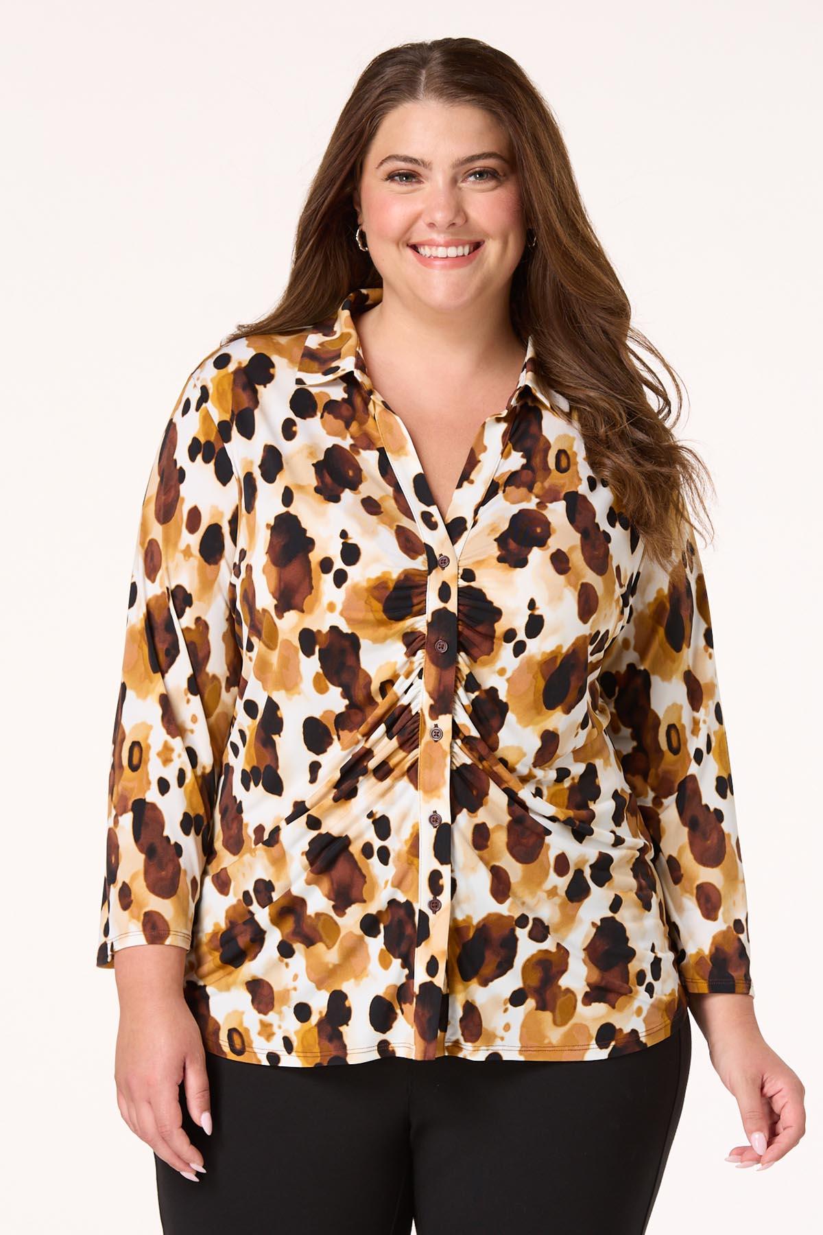 売れ筋商品|||エロクイ カットソー トップス レディース Plus Size Printed Button Down Cookies and cream ELOQUII Women's Plus Size Printed Button Down - 26, Cookies