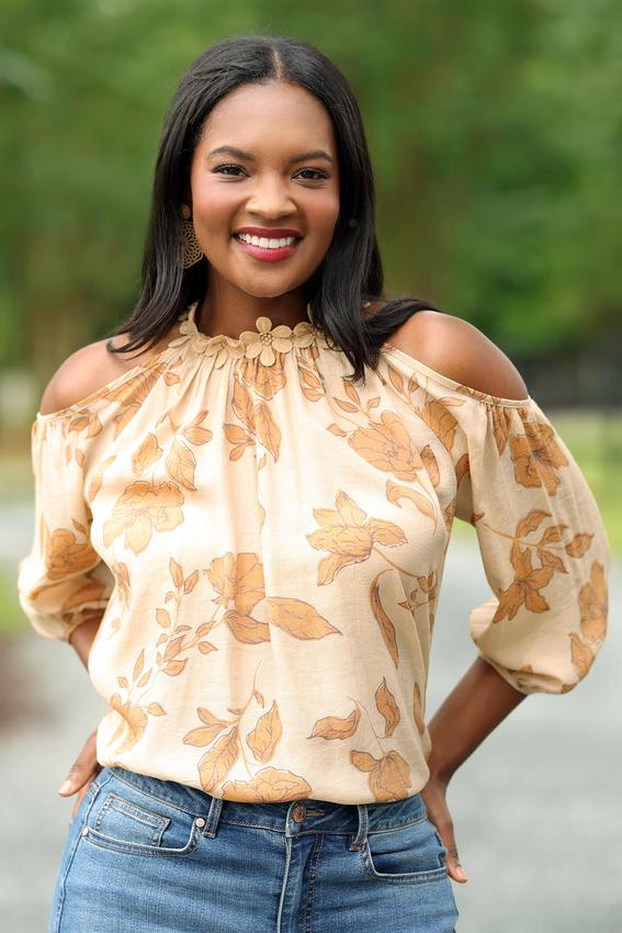 Cato Fashions | Cato Beige Floral Lace Trim Top