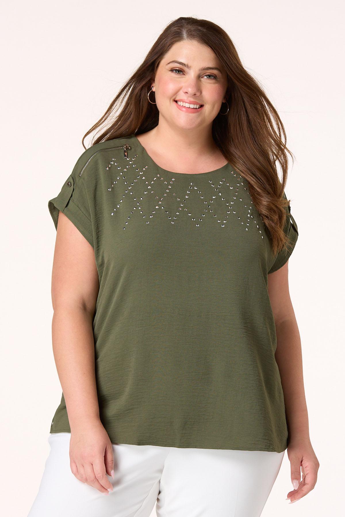 Cato Fashions | Cato Plus Size Stud Zip Shoulder Top