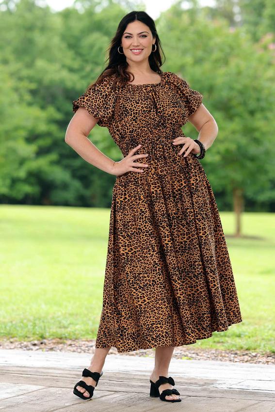  Cato Fashions | Cato Plus Size Animal Print Drawstring Midi Dress