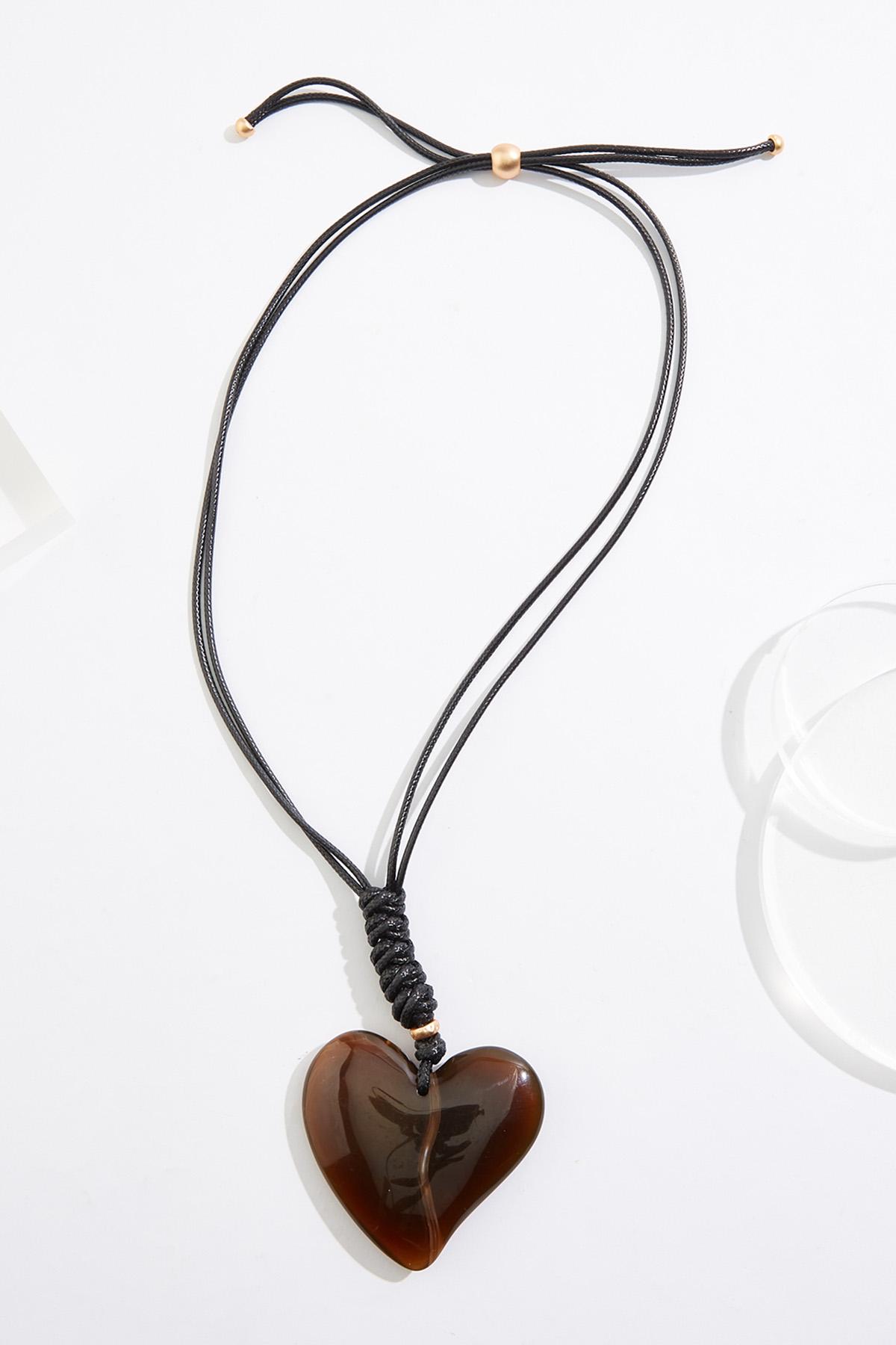  Cato Fashions | Cato Adjustable Heart Pendant Cord Necklace