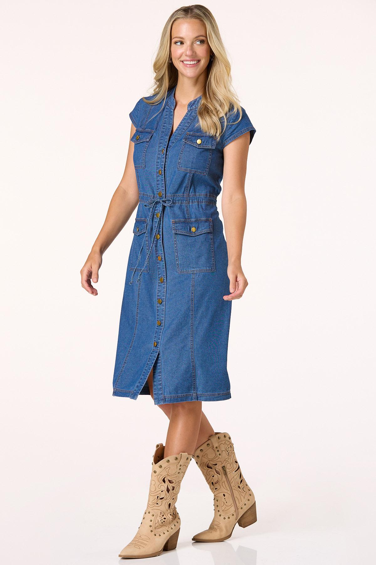  Cato Fashions | Cato Drawstring Waist Denim Dress