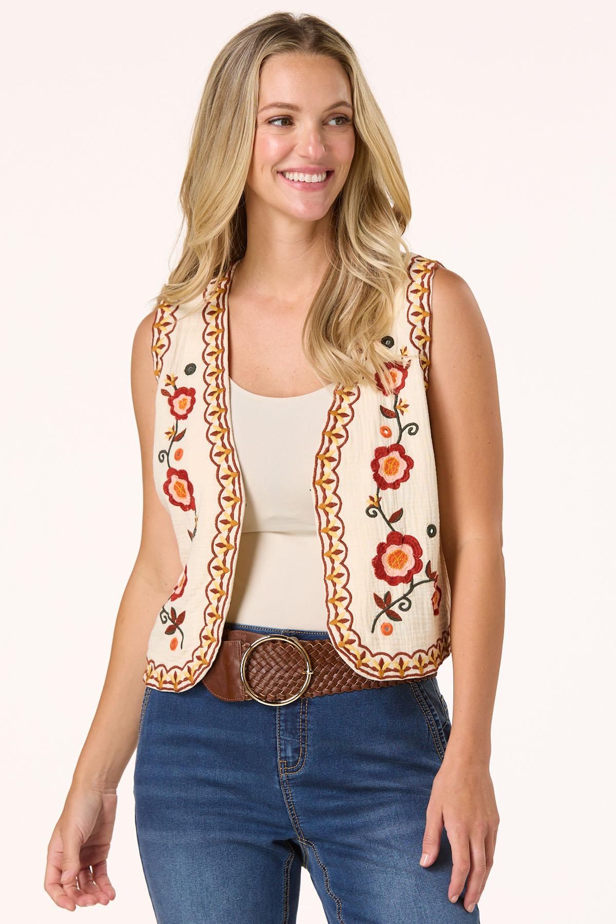  Cato Fashions | Cato Ripple Weave Embroidered Vest
