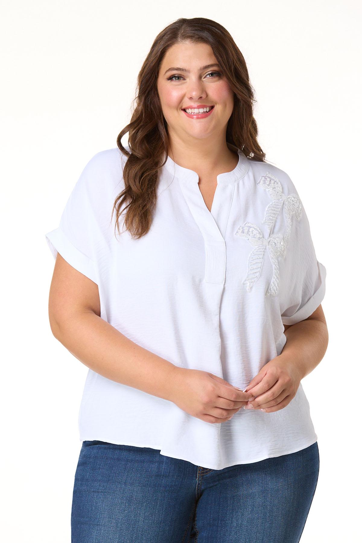  Cato Fashions | Cato Plus Size Embellished Bow Front Top