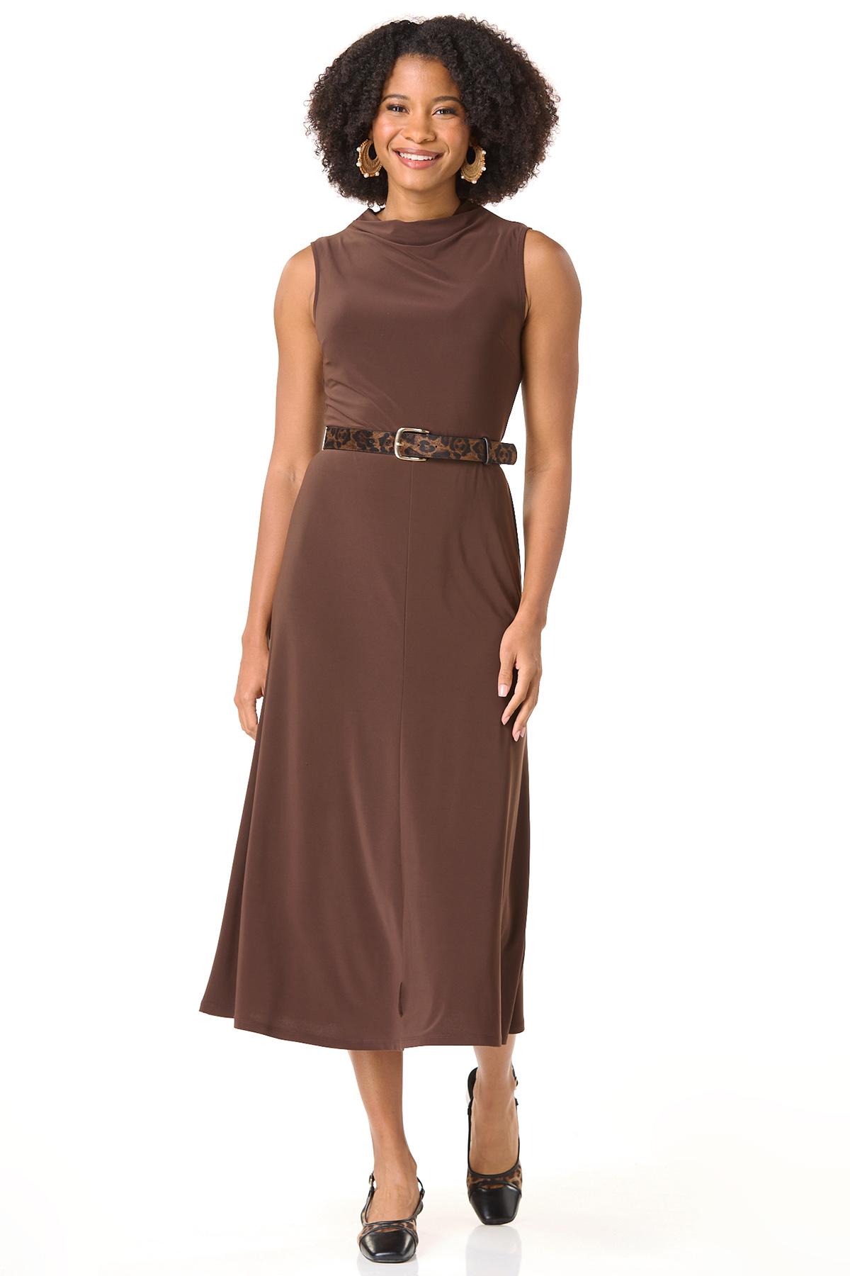 Cato Fashions | Cato Drop Shoulder Leopard Belt Midi Dress