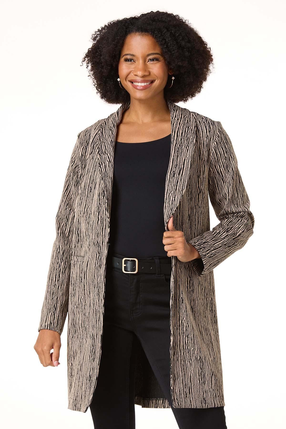  Cato Fashions | Cato Printed Shawl Collar Topper