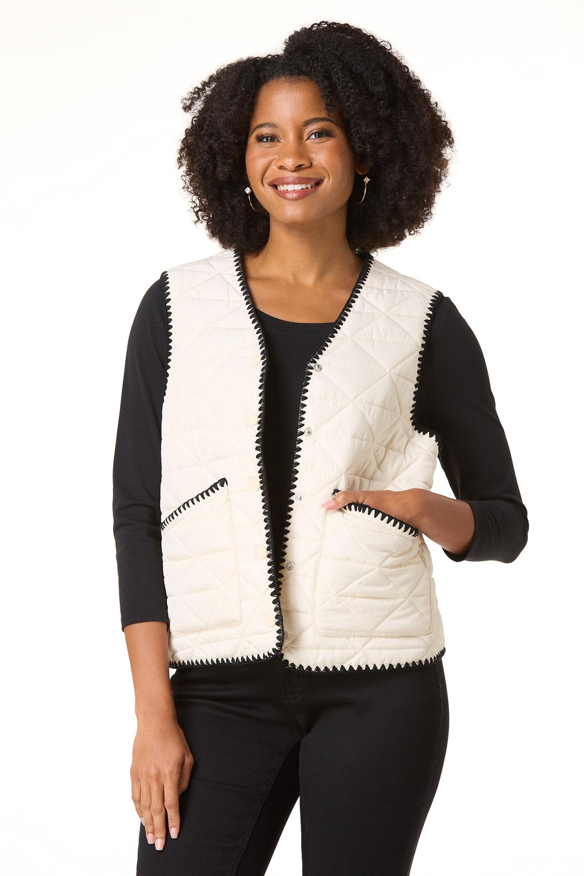  Cato Fashions | Cato Whipstitch Trim Puffer Vest