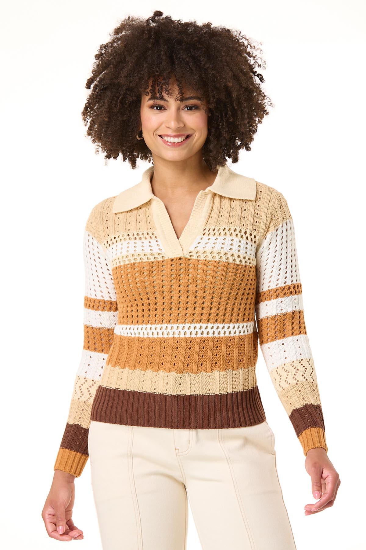  Cato Fashions | Cato Stripe Open Stitch Sweater