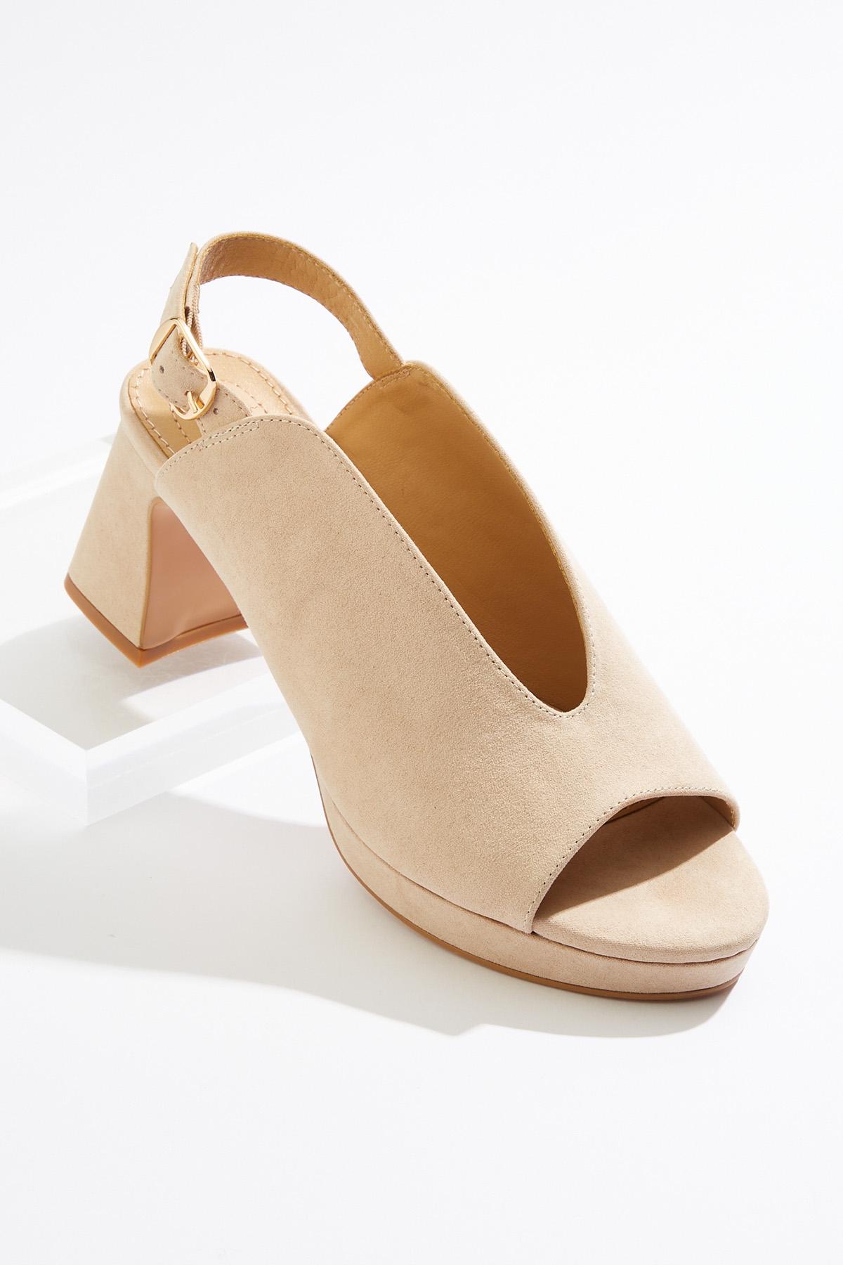 Cato Fashions Cato V-Vamp Suede Slingback Heels