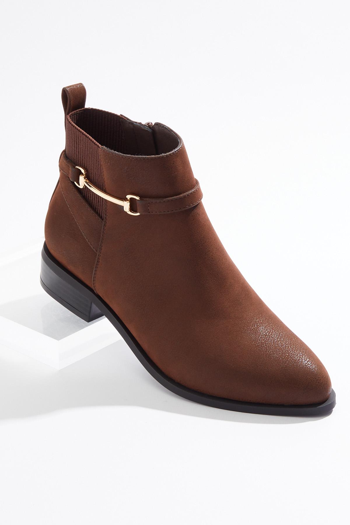 Cato Fashions Cato Wide Width Side Gore Metal Bar Booties