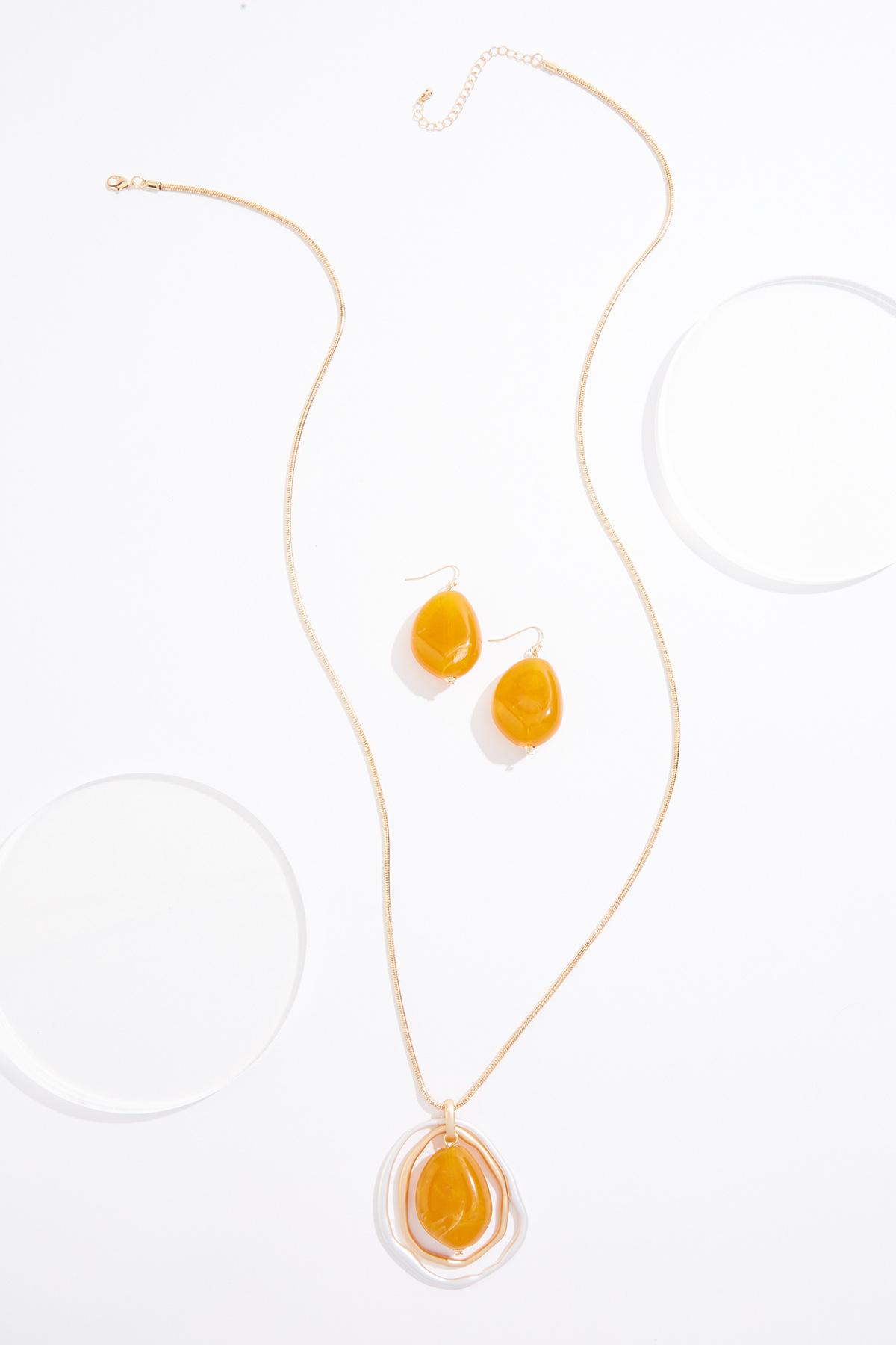 Cato Fashions | Cato Two- Tone Lucite Pendant Necklace Set