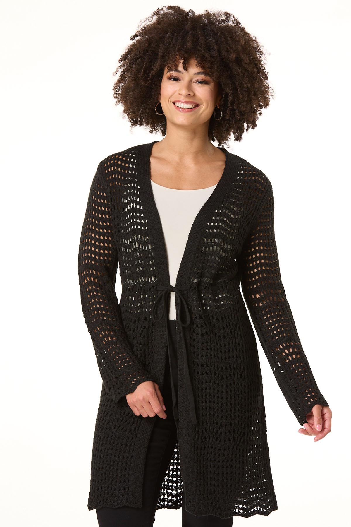 Cato Fashions | Cato Open Stitch Tie Front Cardigan