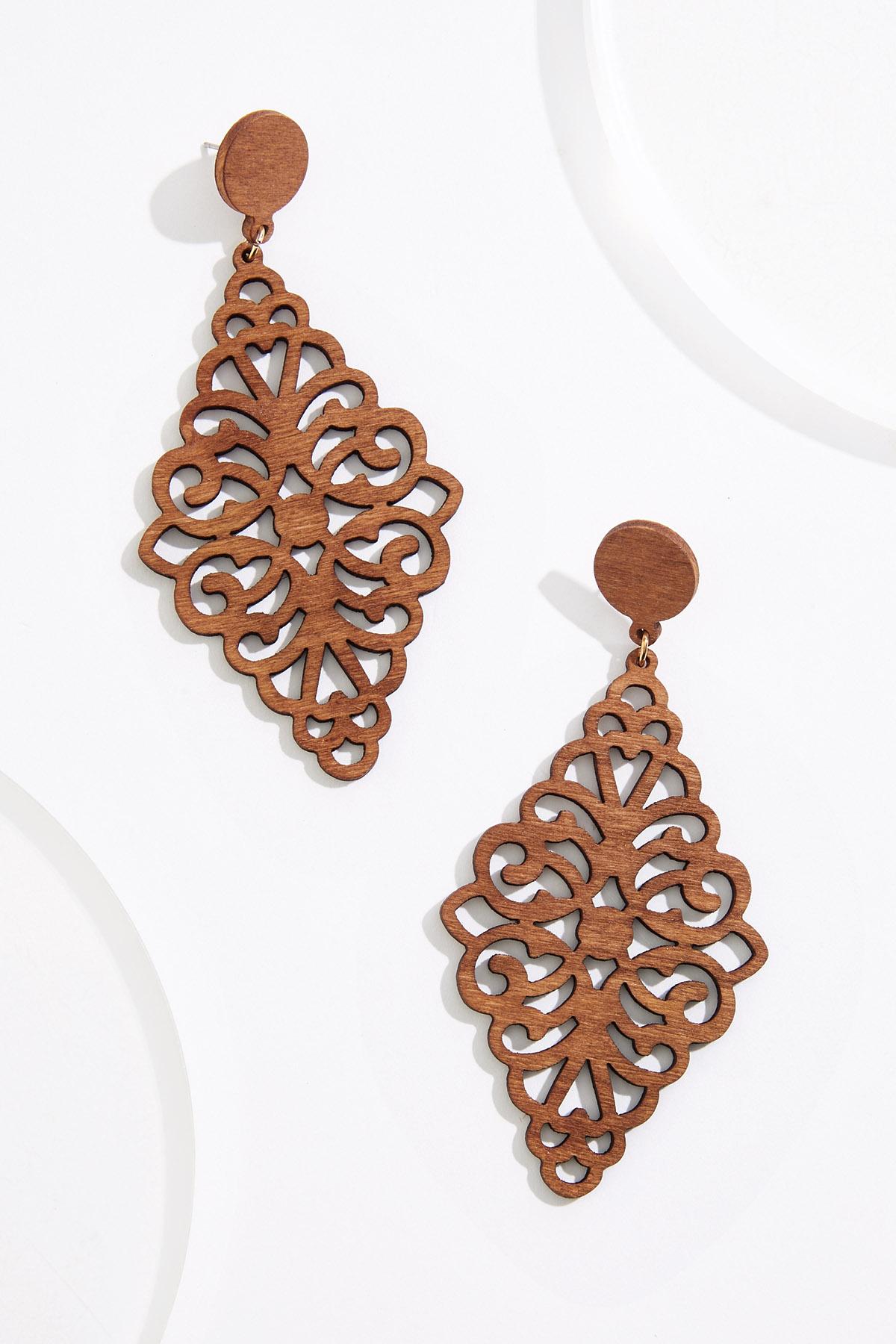 Cato Fashions | Cato Wood Statement Filigree Earrings